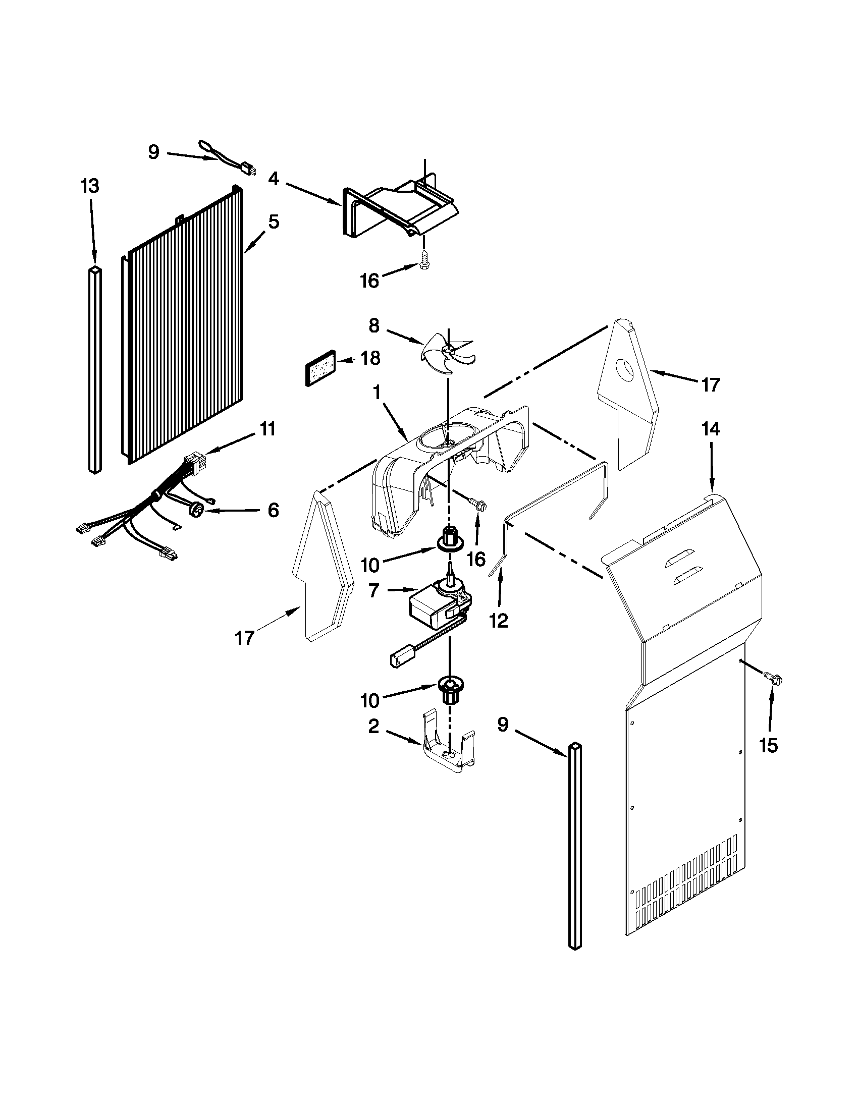 KitchenAid KSCS23FVSS02 air flow parts diagram