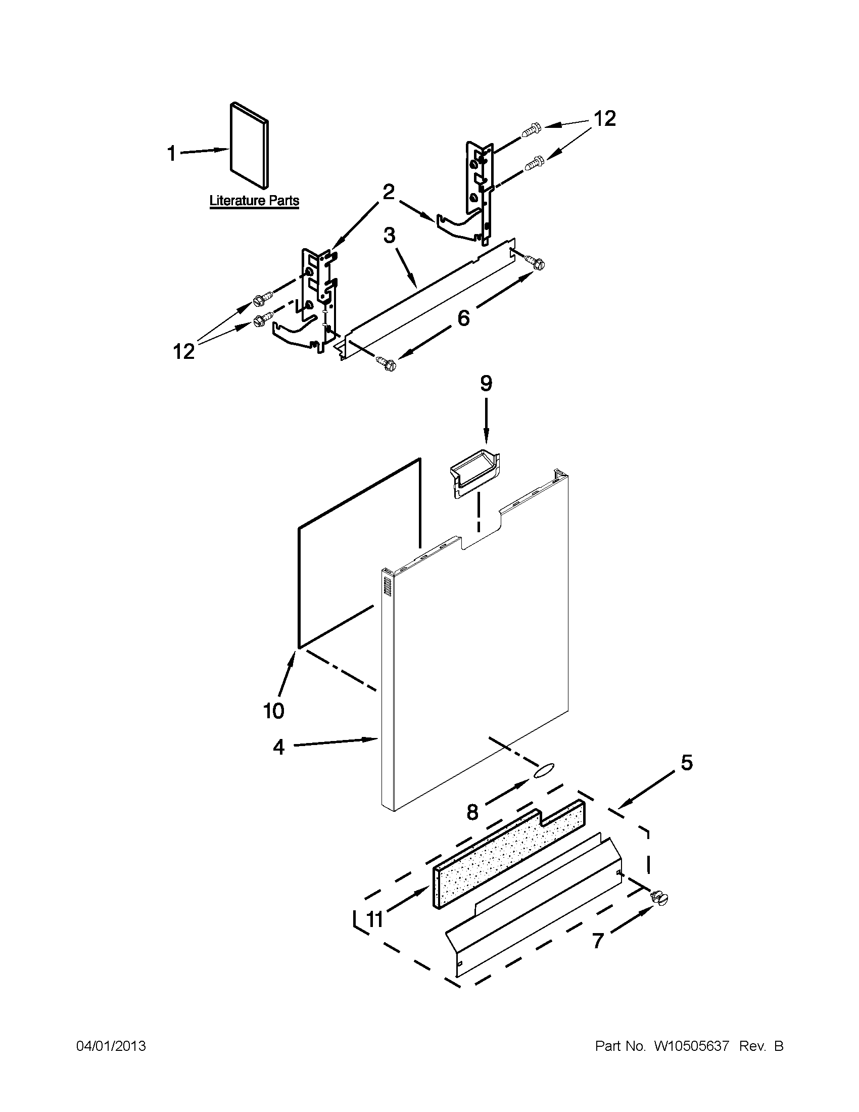 Whirlpool WDL785SAAM0 door and panel parts diagram