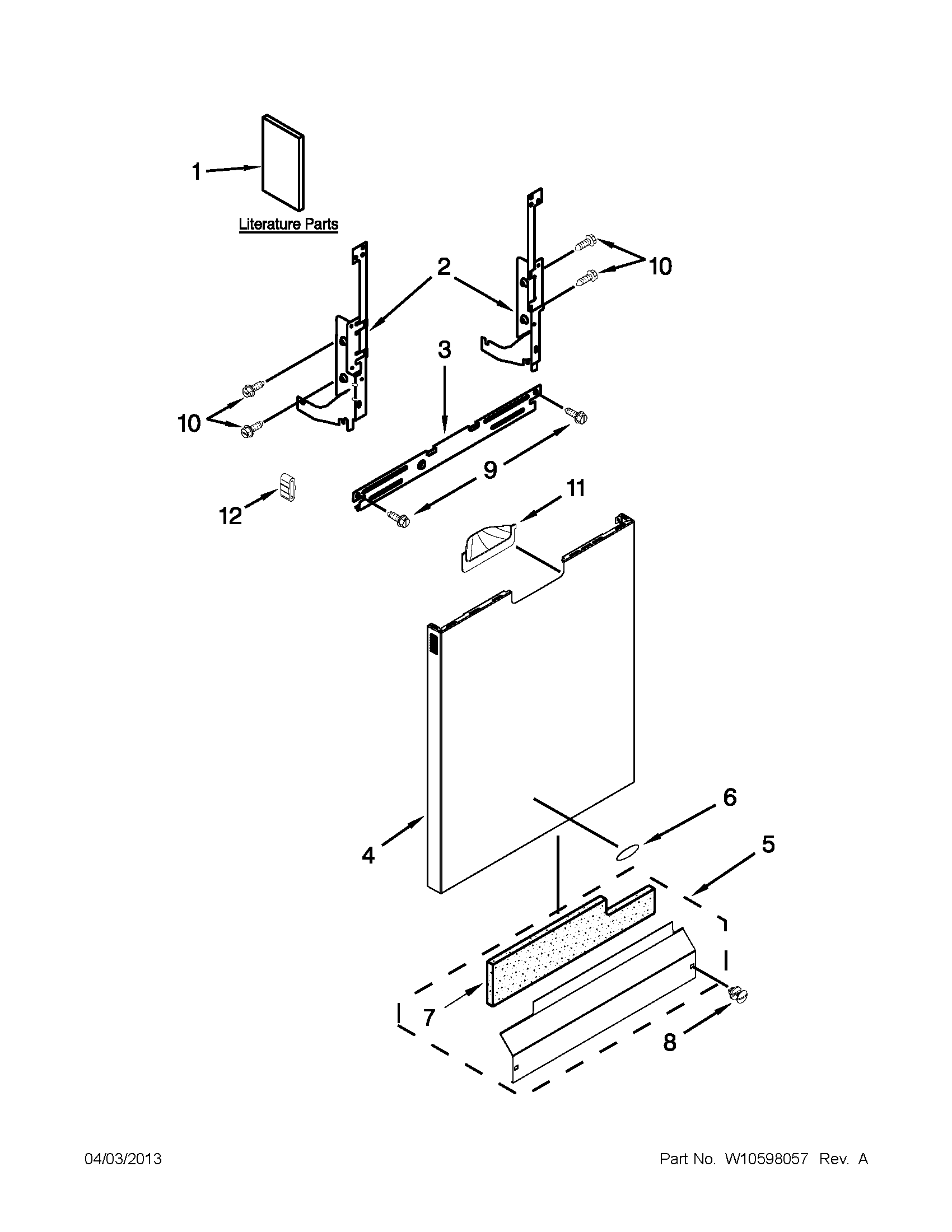Whirlpool WDF730PAYM5 door and panel parts diagram