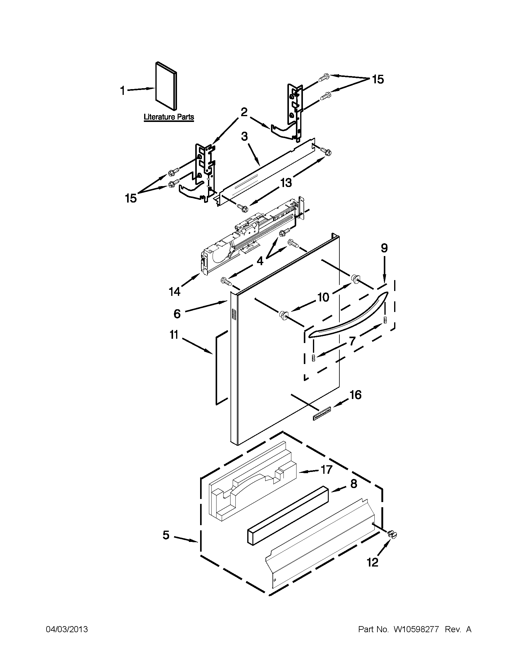 KitchenAid KUDC10FXSS6 door panel parts diagram