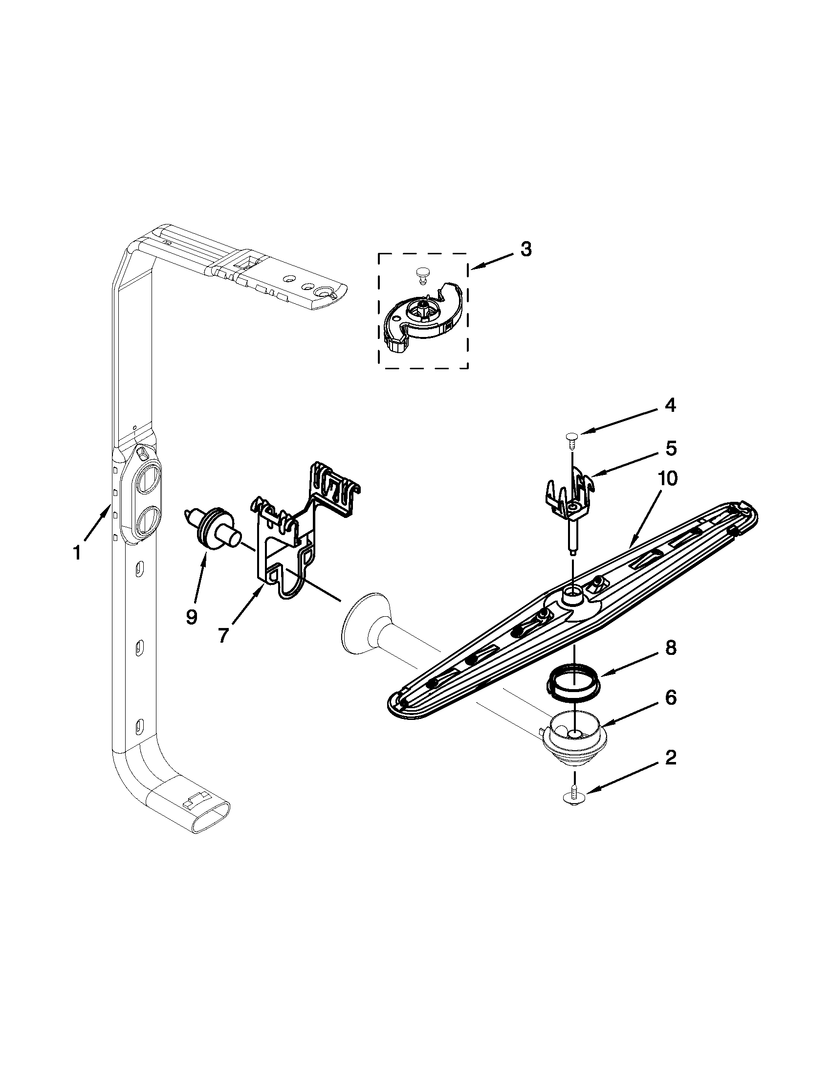 KitchenAid KUDC10FXSS6 upper wash and rinse parts diagram