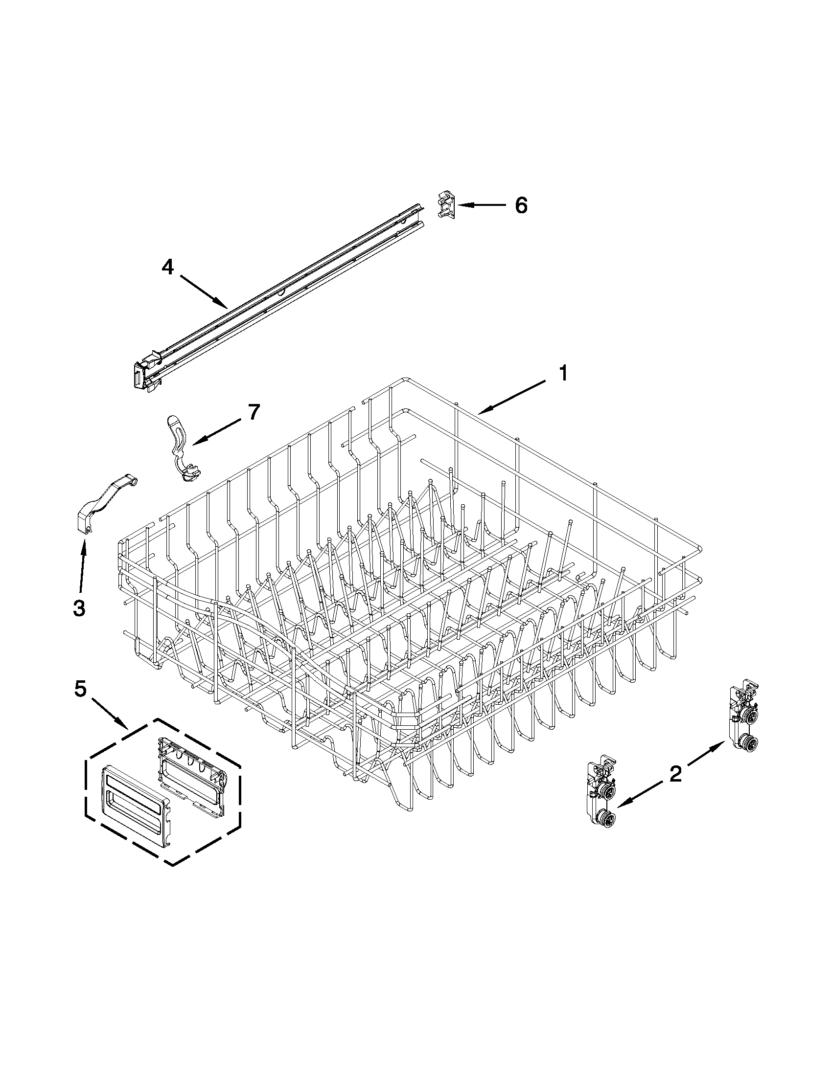 KitchenAid KUDC10FXSS6 upper rack and track parts diagram