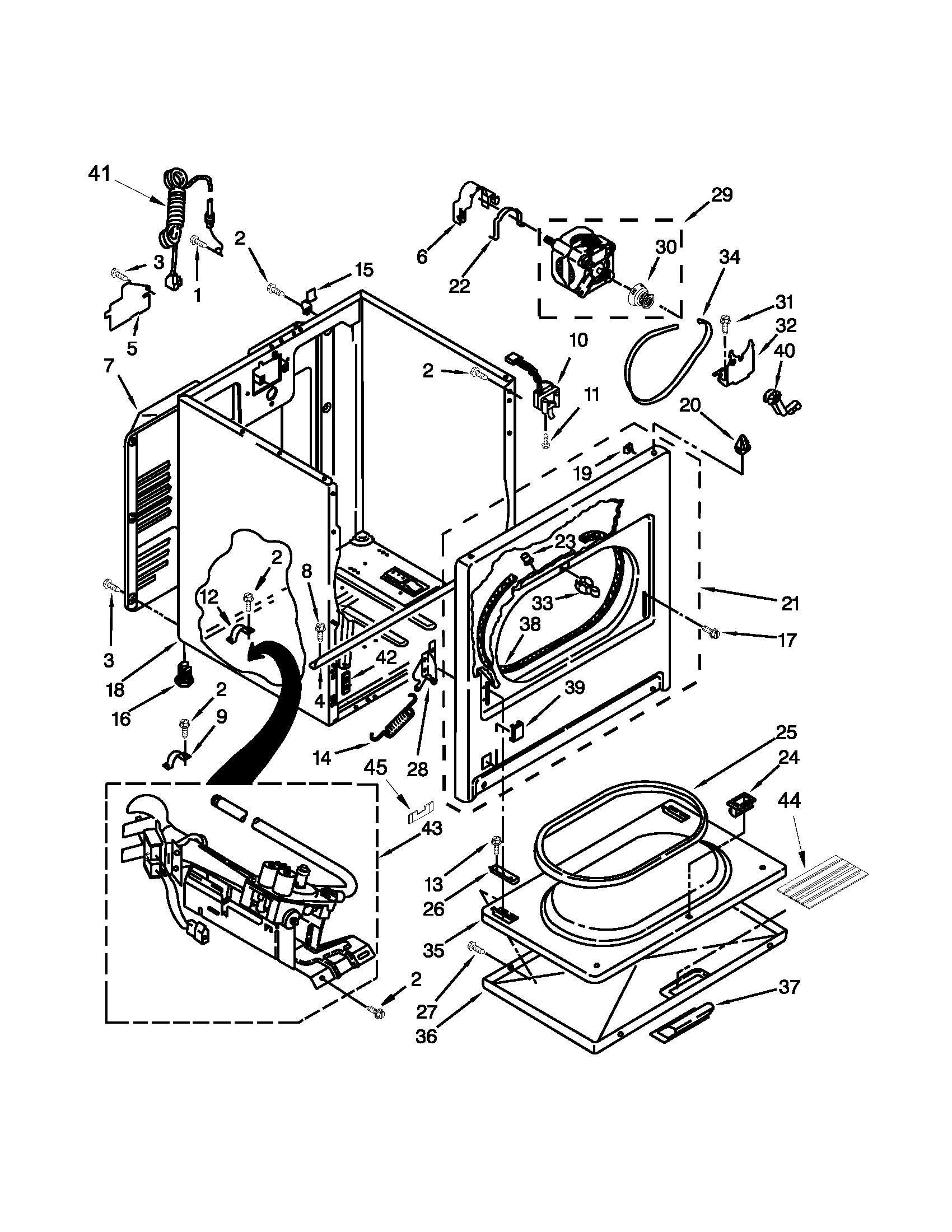 Whirlpool 7MWGD1600BM0 cabinet parts diagram