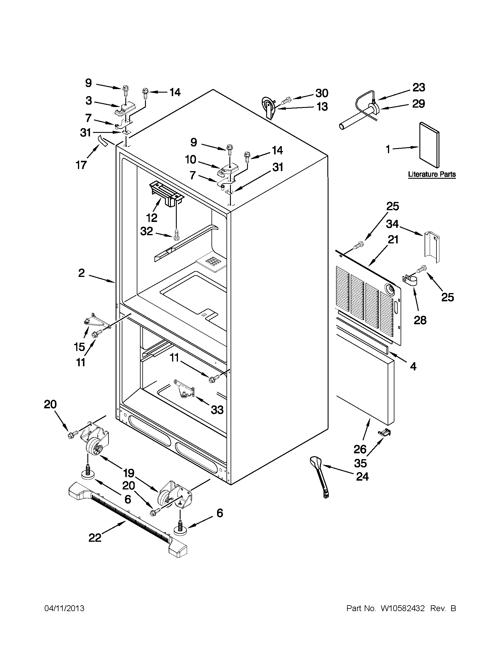 Amana AFD2535DEW11 cabinet parts diagram