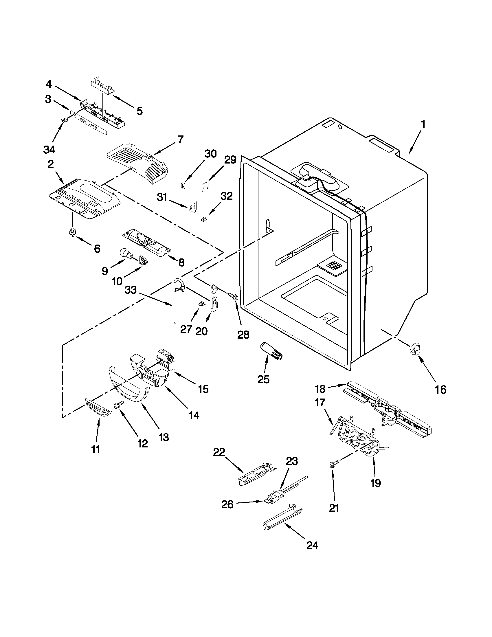 Amana AFD2535DEW11 refrigerator liner parts diagram