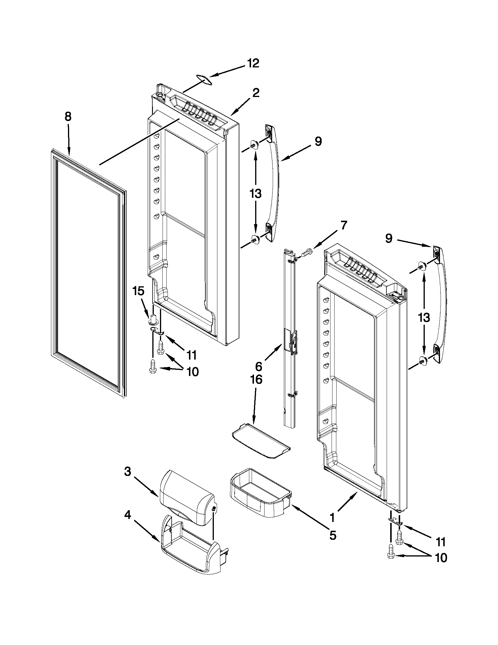 Amana AFD2535DEW11 refrigerator door parts diagram