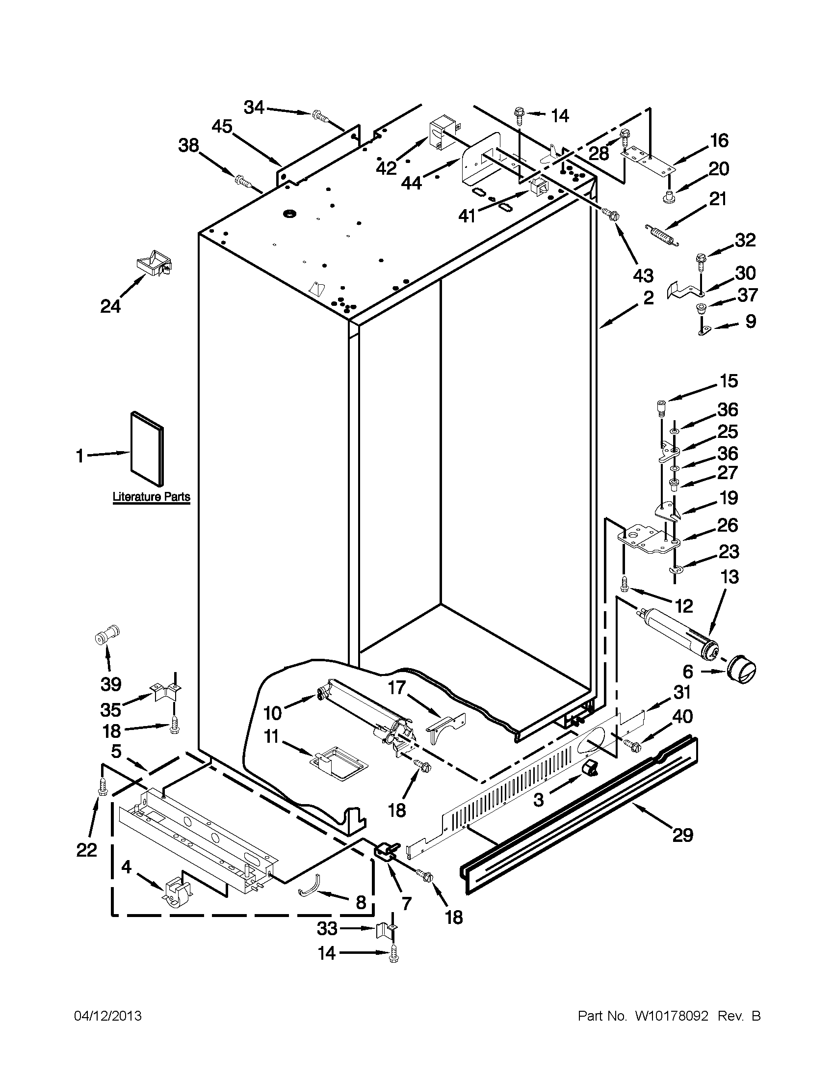KitchenAid KSSS42QTB02 cabinet parts diagram