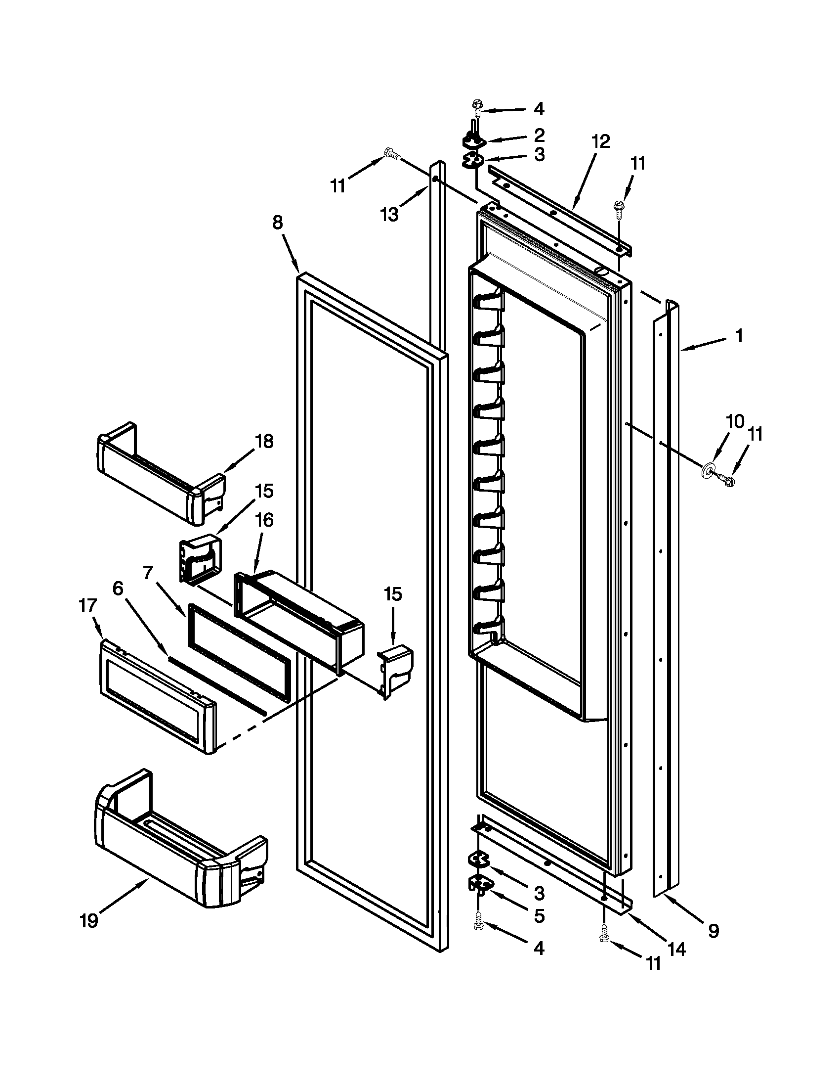 KitchenAid KSSS42QTB02 refrigerator door parts diagram