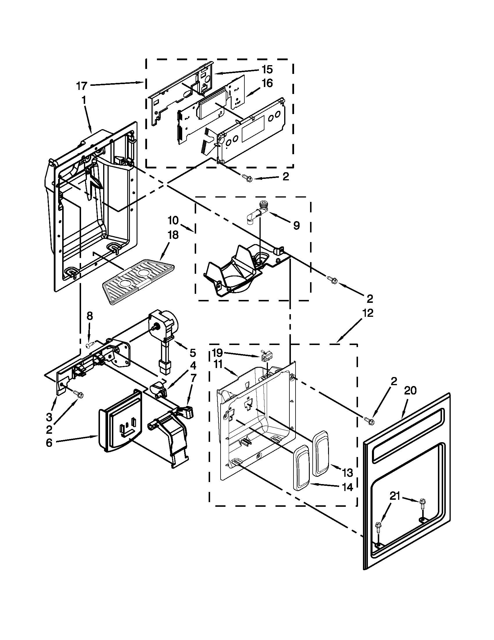 KitchenAid KSSS42QTB02 dispenser parts diagram