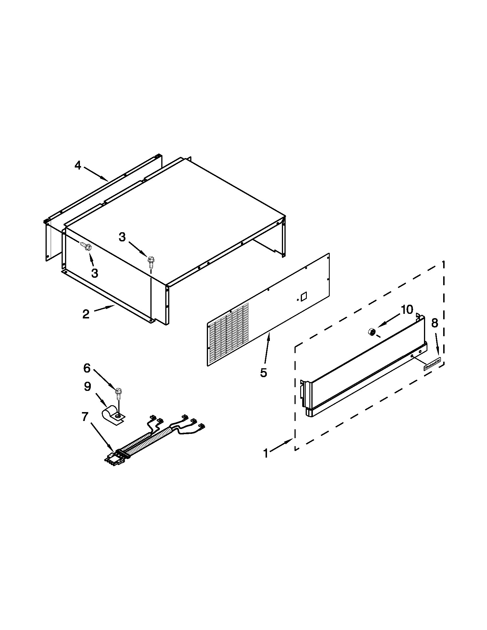 KitchenAid KSSS42QTB02 top grille and unit cover parts diagram