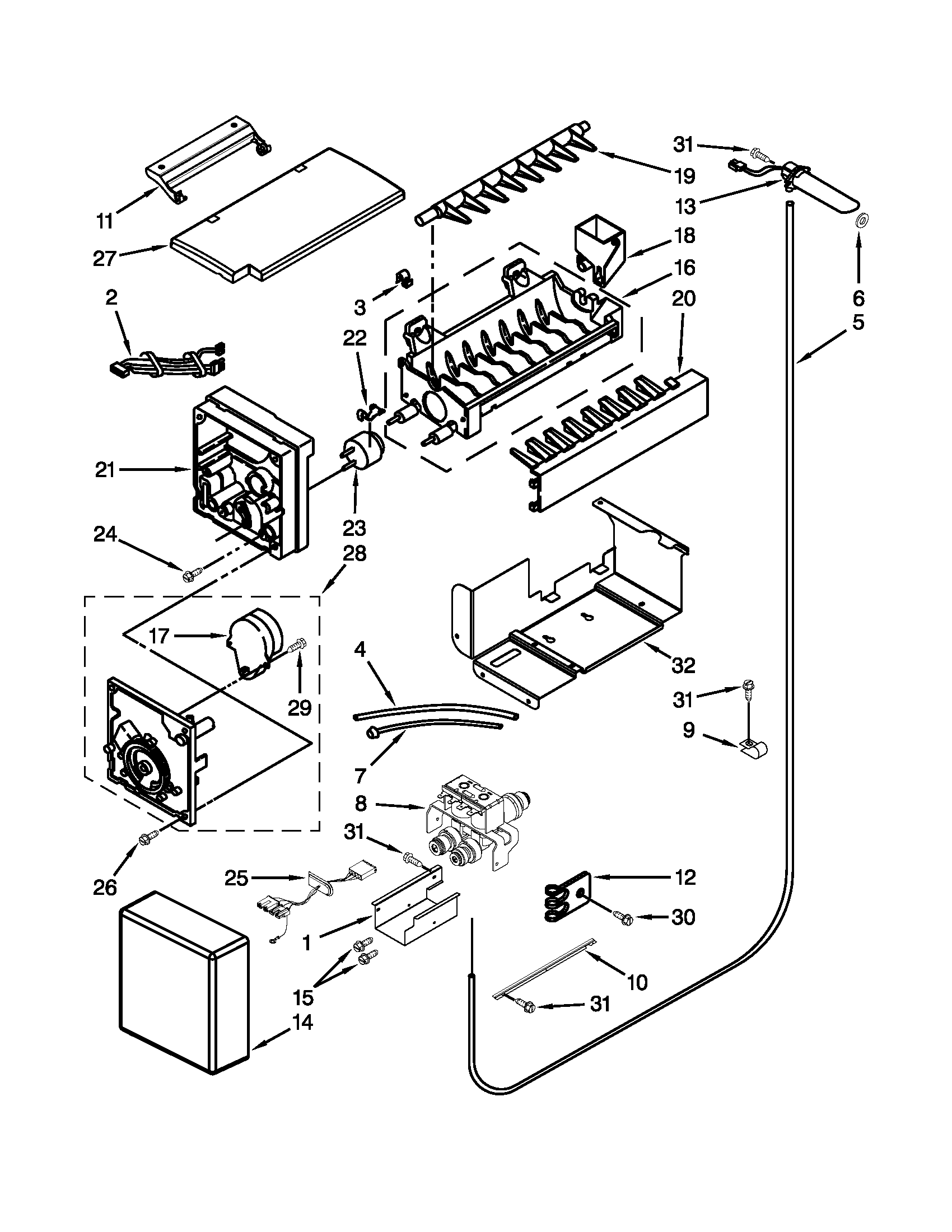 KitchenAid KSSS42QTB02 icemaker parts diagram