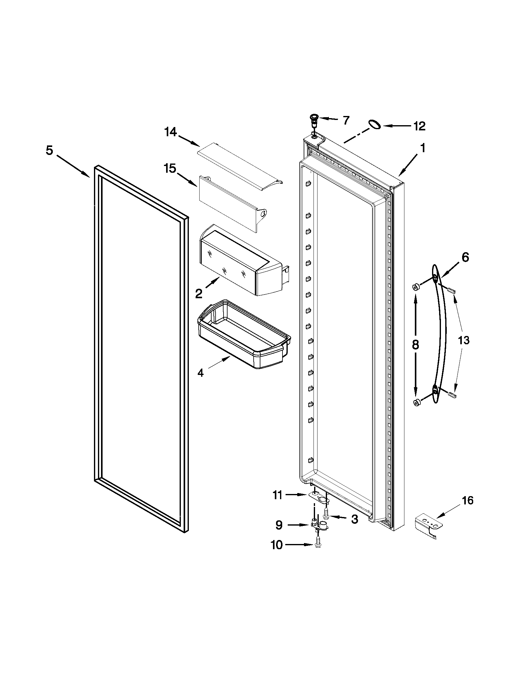 Whirlpool WRS950SIAM00 refrigerator door parts diagram
