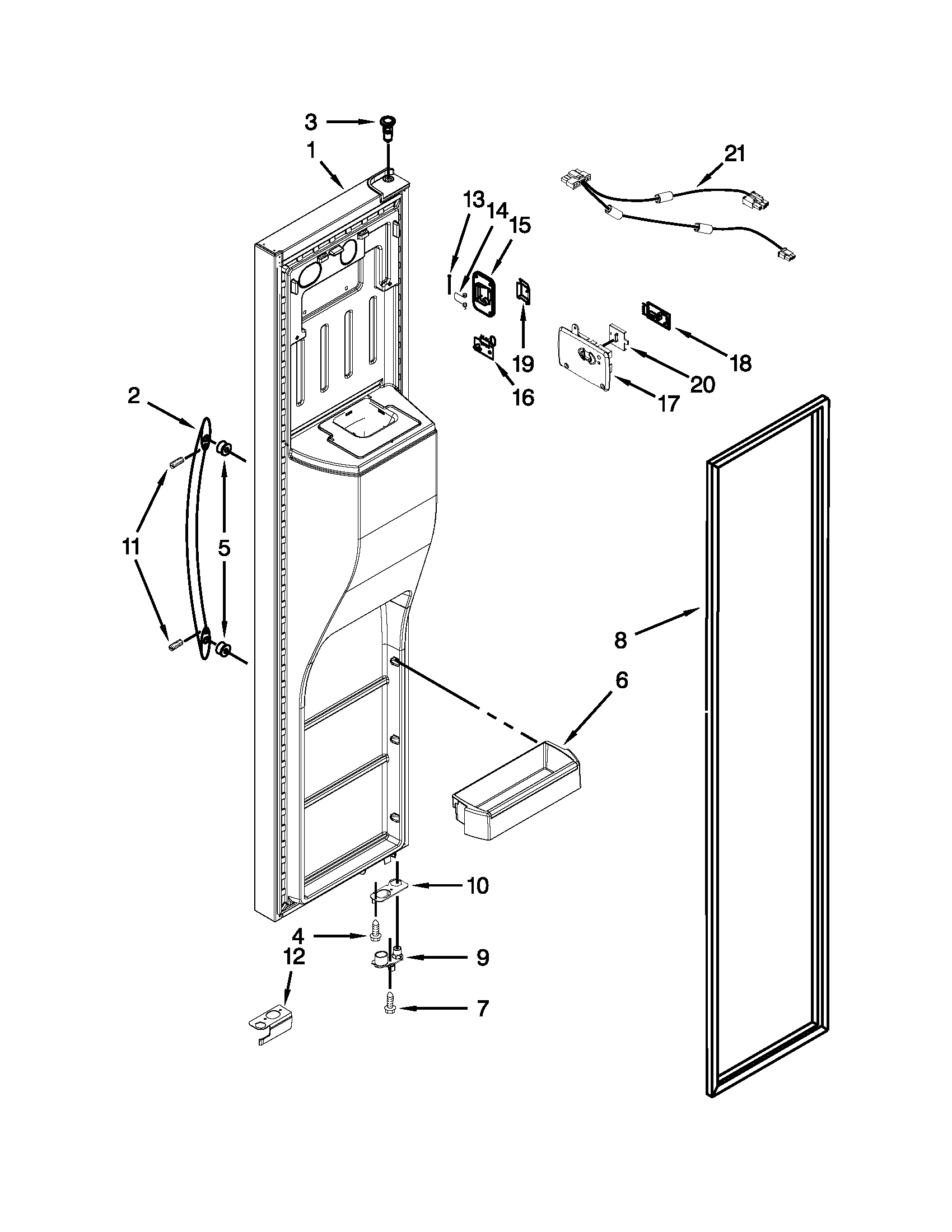 Whirlpool WRS950SIAM00 freezer door parts diagram