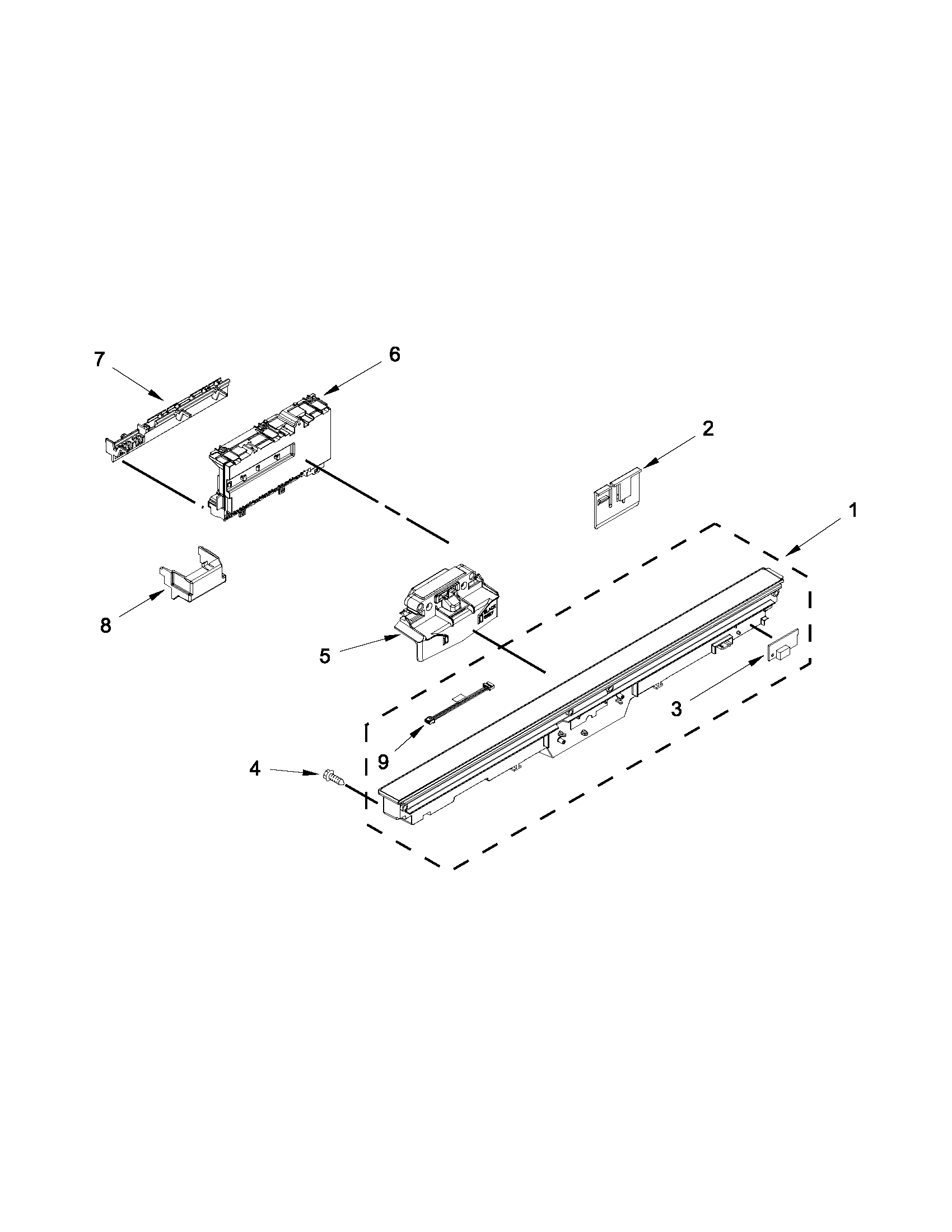 KitchenAid KUDS35FXSS9 control panel and latch parts diagram