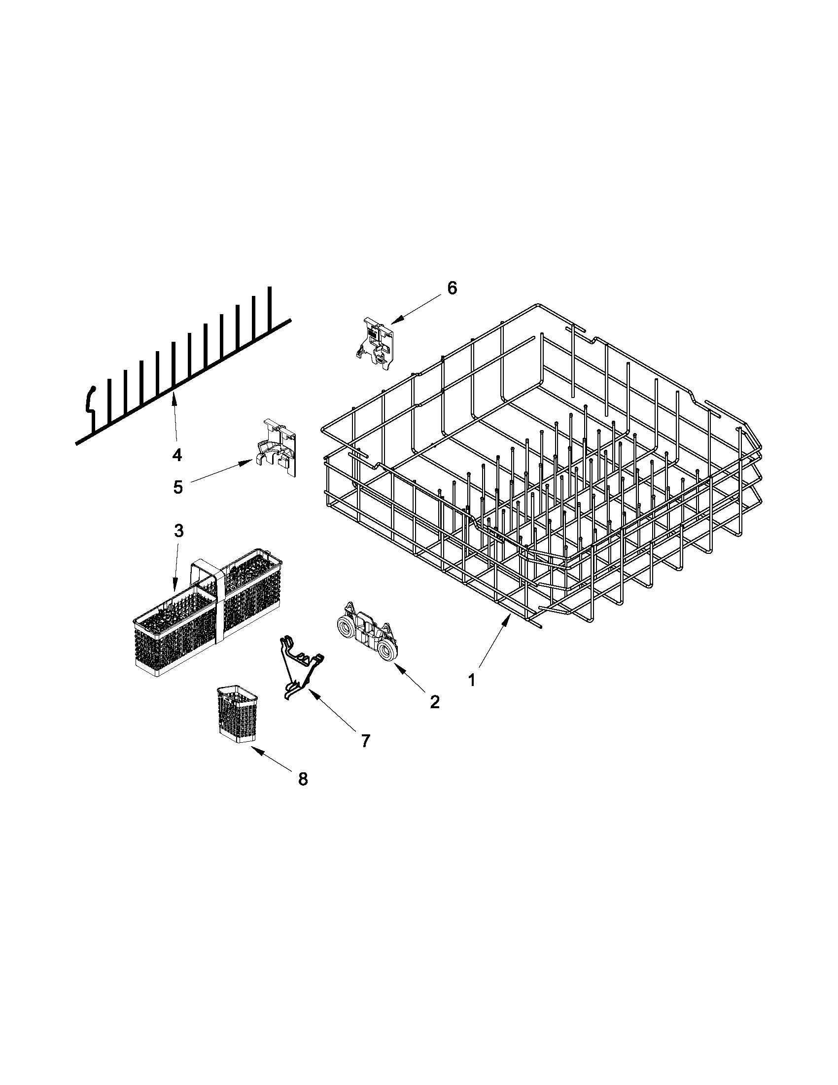 KitchenAid KUDS35FXSS9 lower rack parts diagram