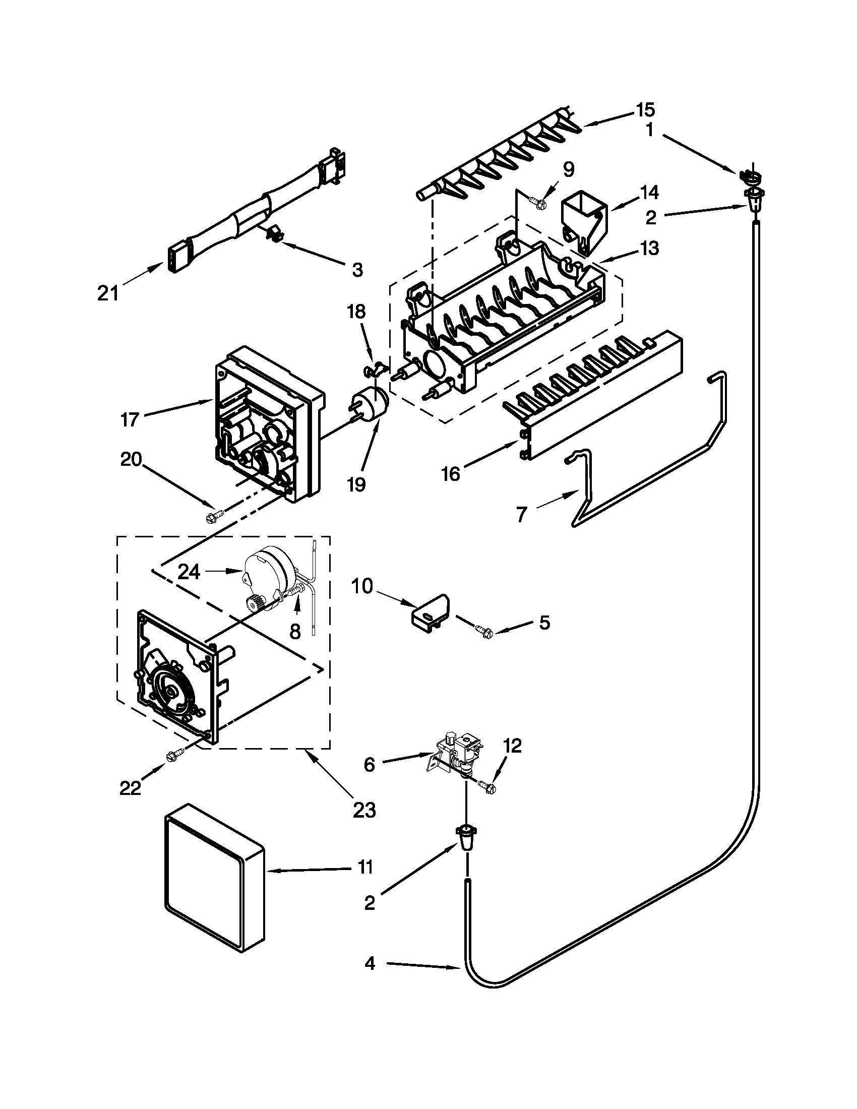 Maytag M1TXEGMYW01 icemaker parts diagram