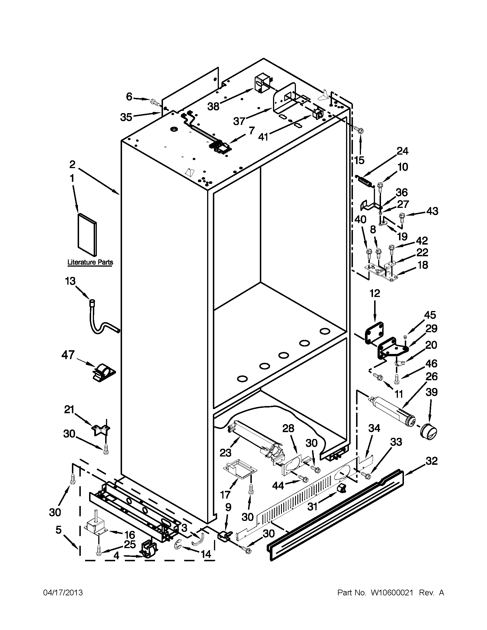 KitchenAid KBFO42FTX07 cabinet parts diagram