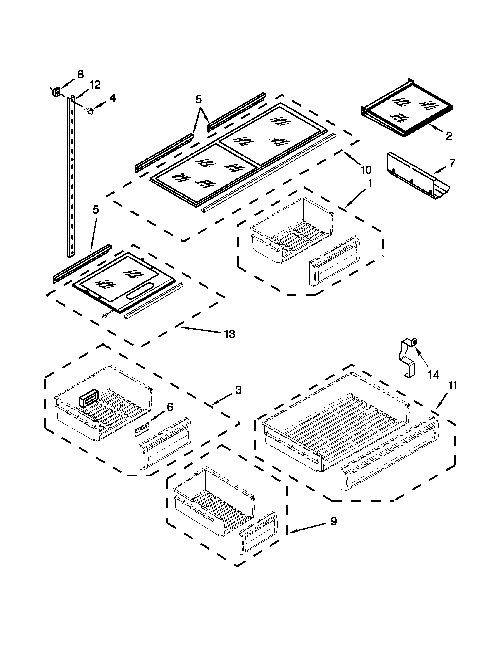 KitchenAid KBFO42FTX07 shelf parts diagram