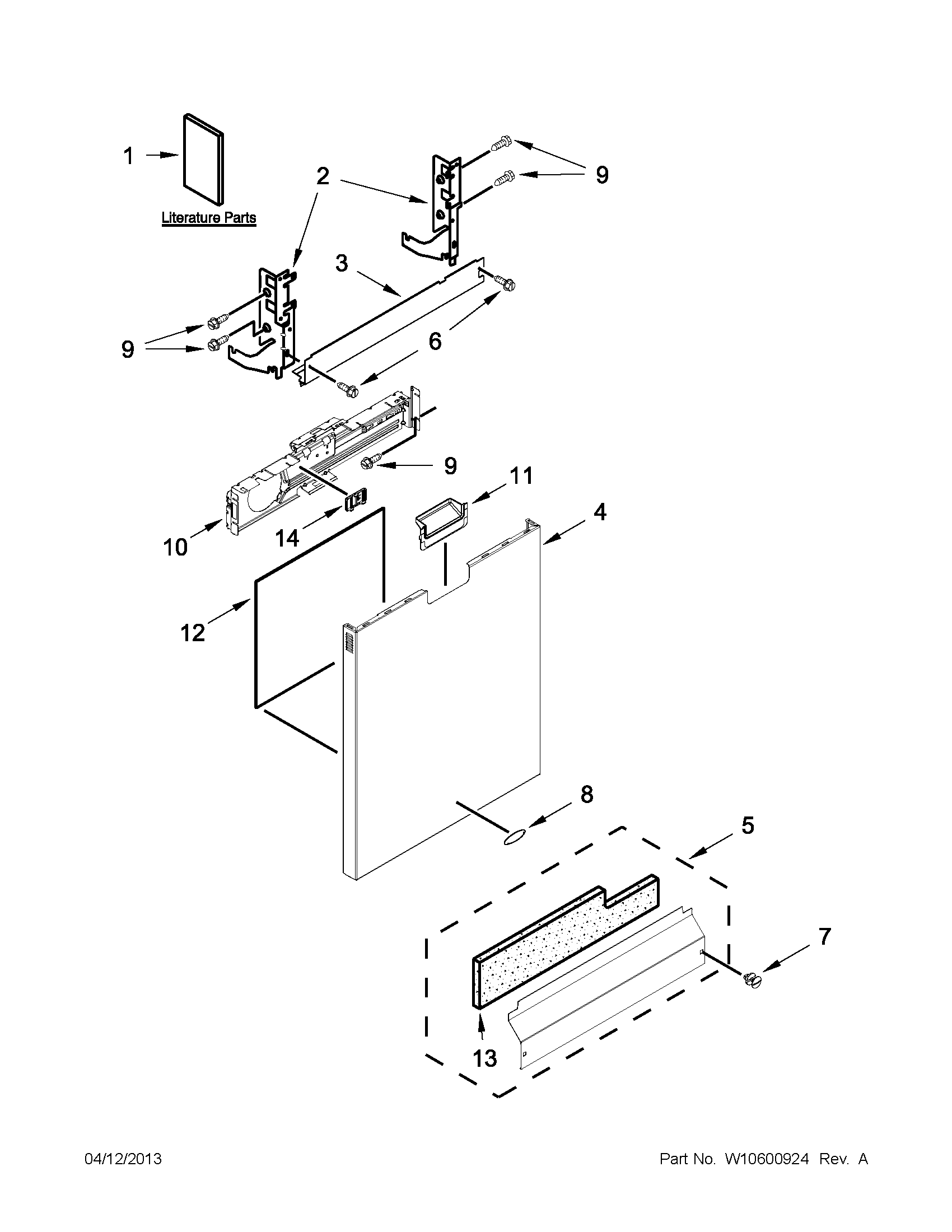 Whirlpool WDF750SAYB2 door and panel parts diagram