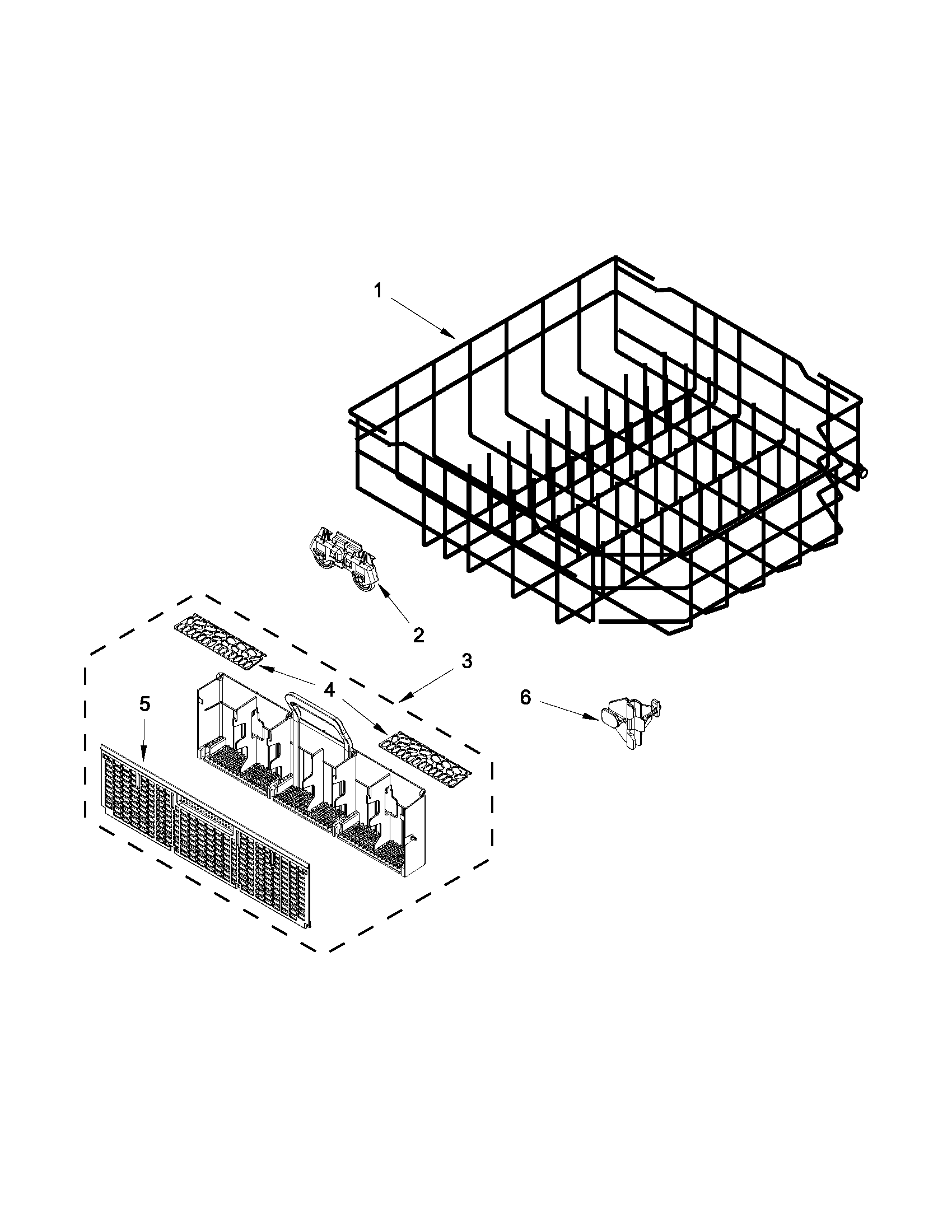 Whirlpool WDT790SAYM2 lower rack parts diagram