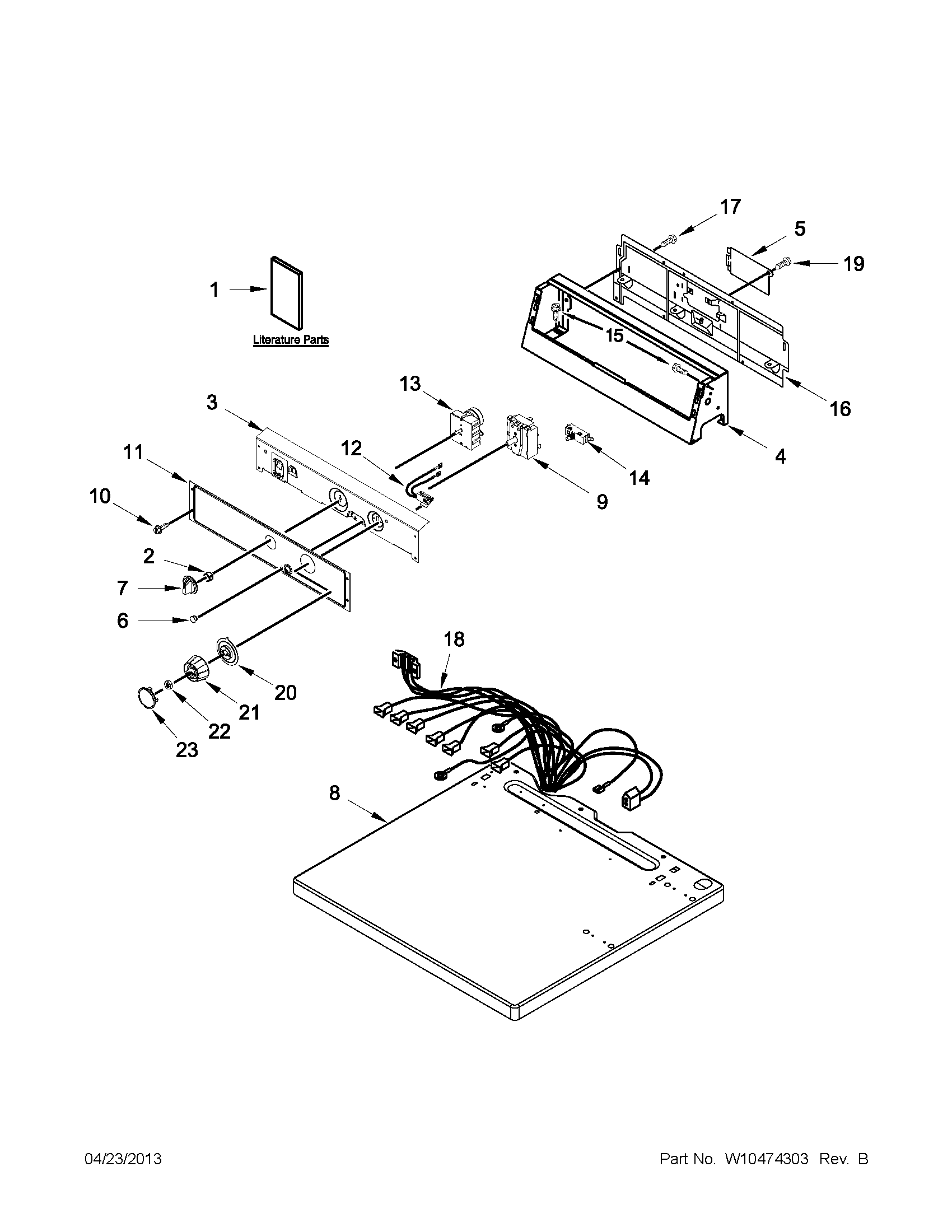 Maytag MDE18MNAZW0 top and console parts diagram