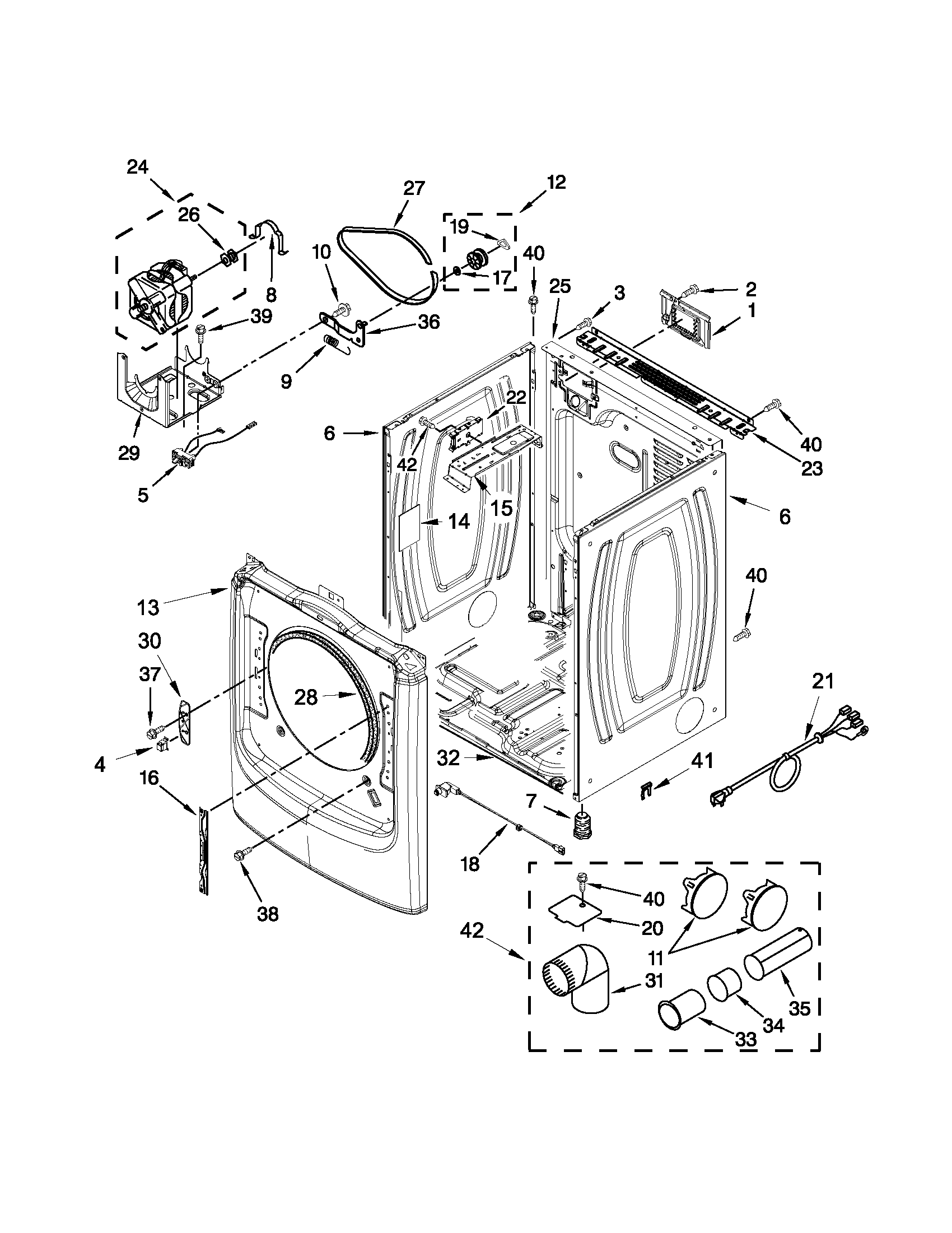 Maytag YMED3000BW0 cabinet parts diagram