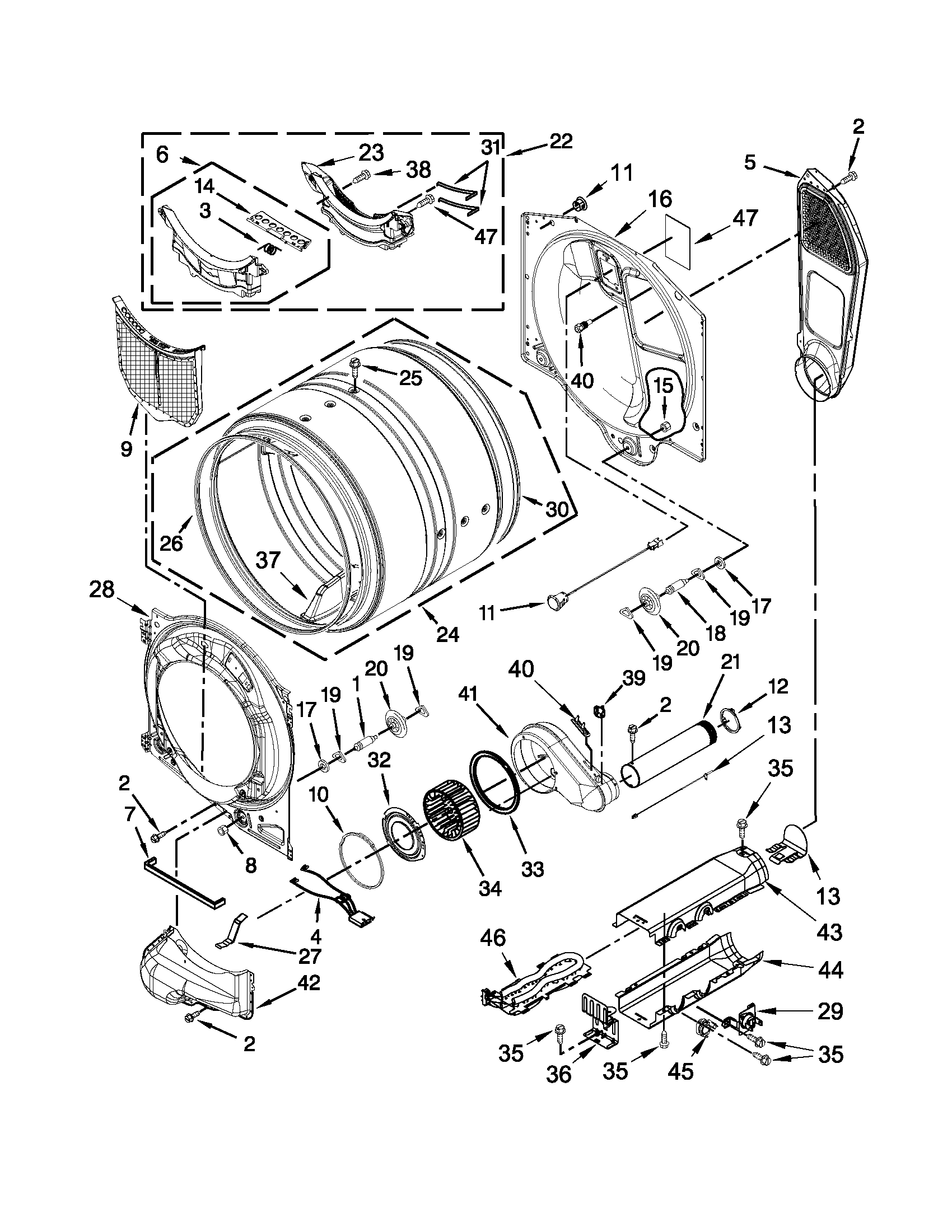 Maytag YMED3000BW0 bulkhead parts diagram