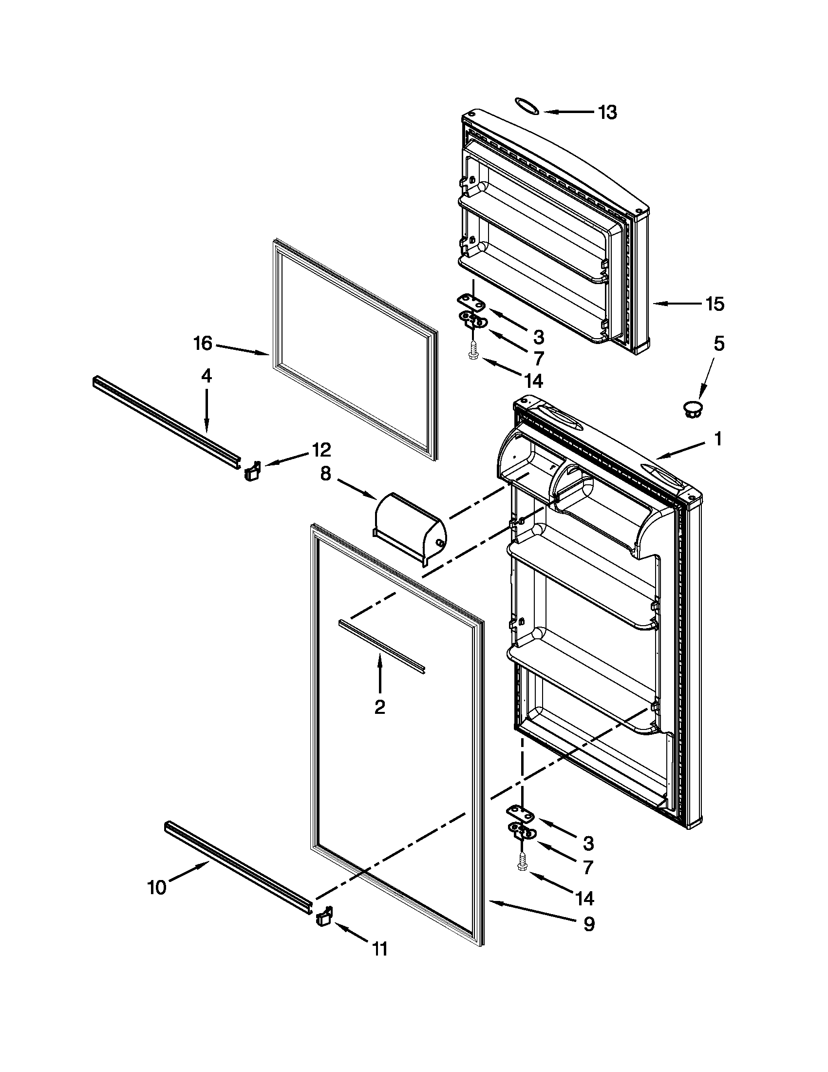Whirlpool W8RXNGMWD03 door parts diagram