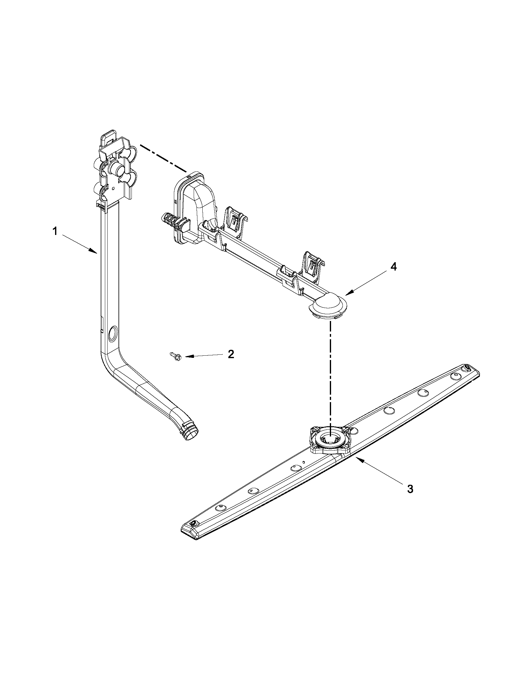 Whirlpool WDF110PABT0 upper wash and rinse parts diagram