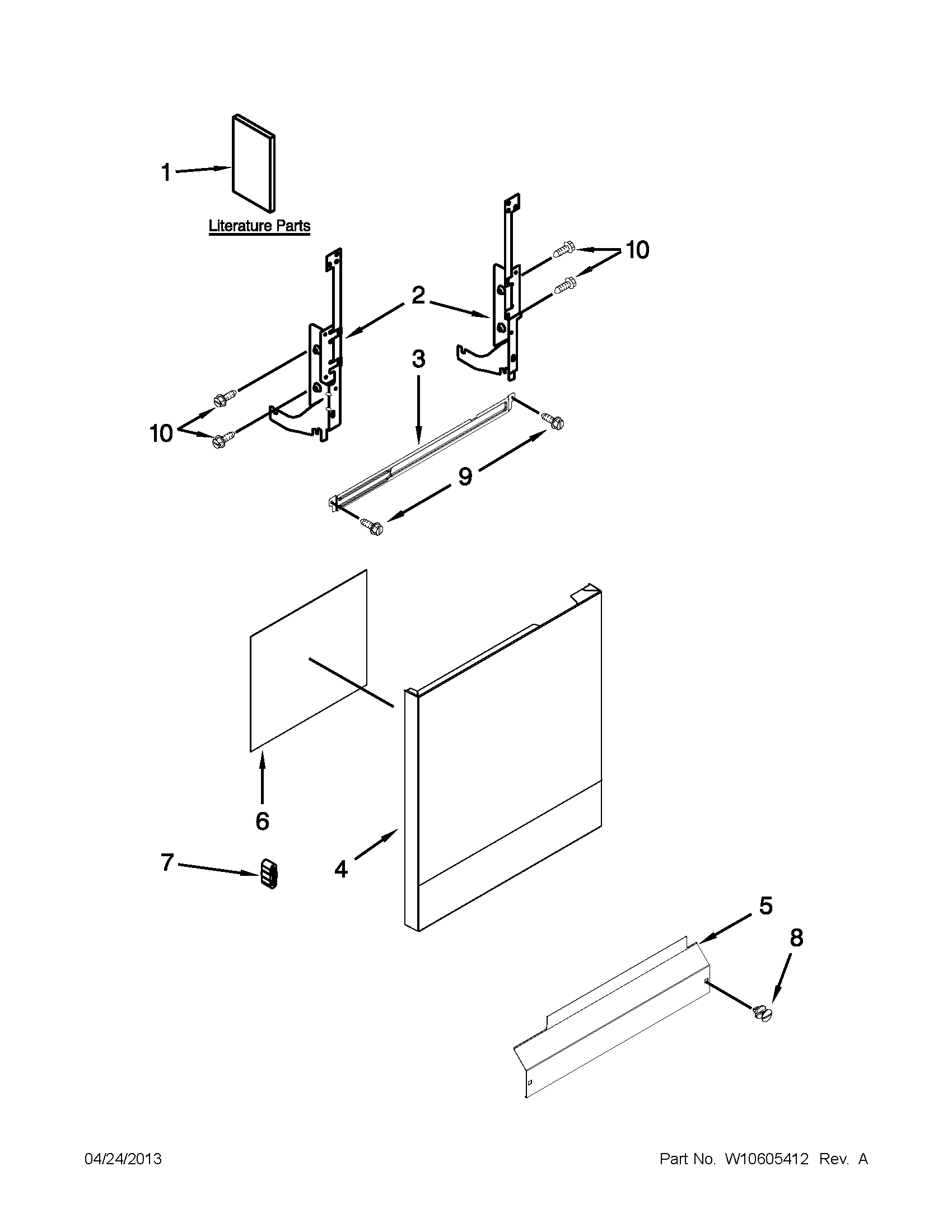 Whirlpool WDF310PAAB3 door and panel parts diagram
