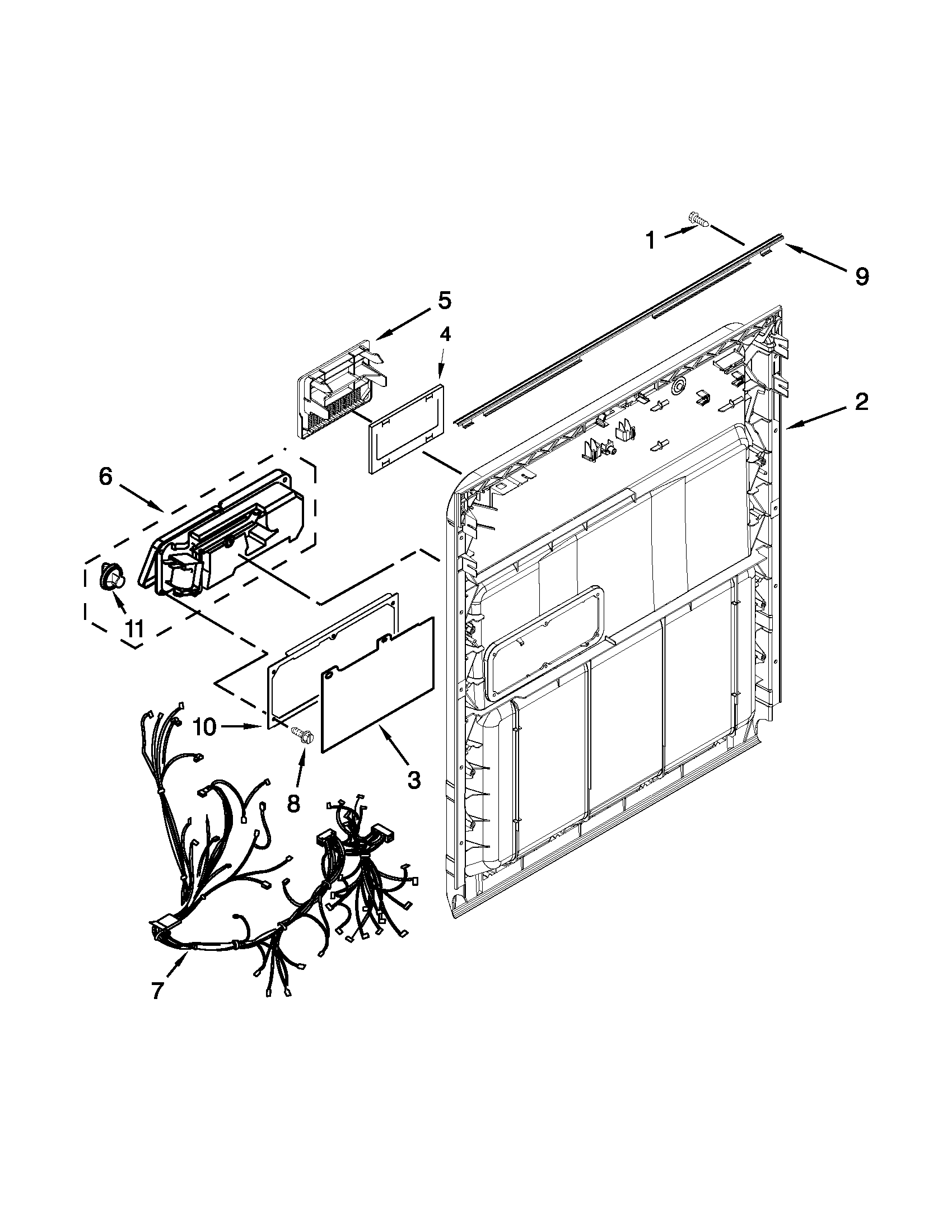 Whirlpool WDF310PAAB3 inner door parts diagram