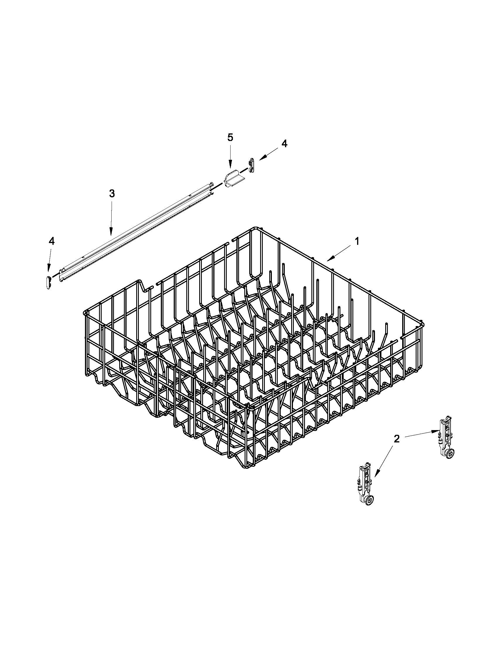 Whirlpool WDF310PAAB3 upper rack and track parts diagram