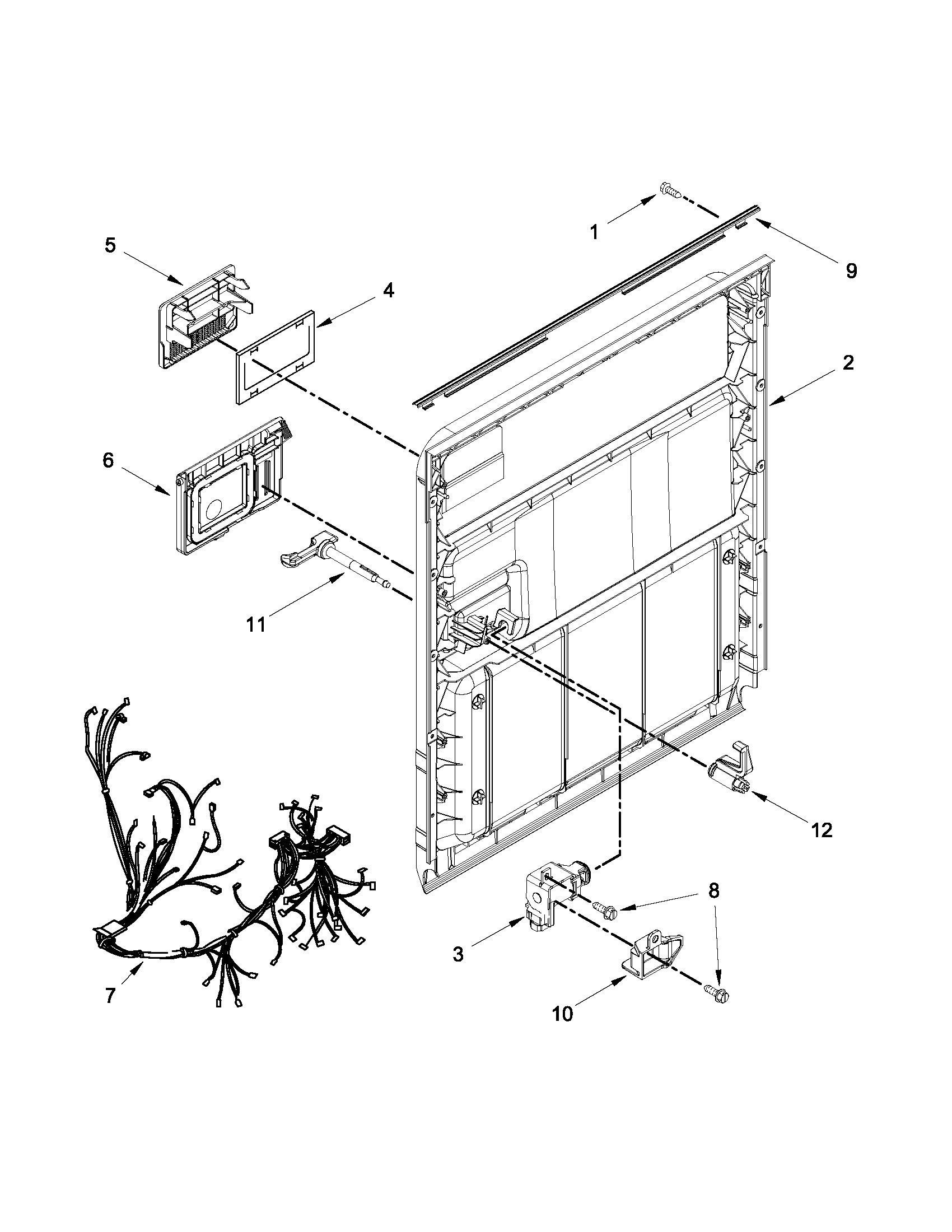 Whirlpool WDF110PABB1 inner door parts diagram