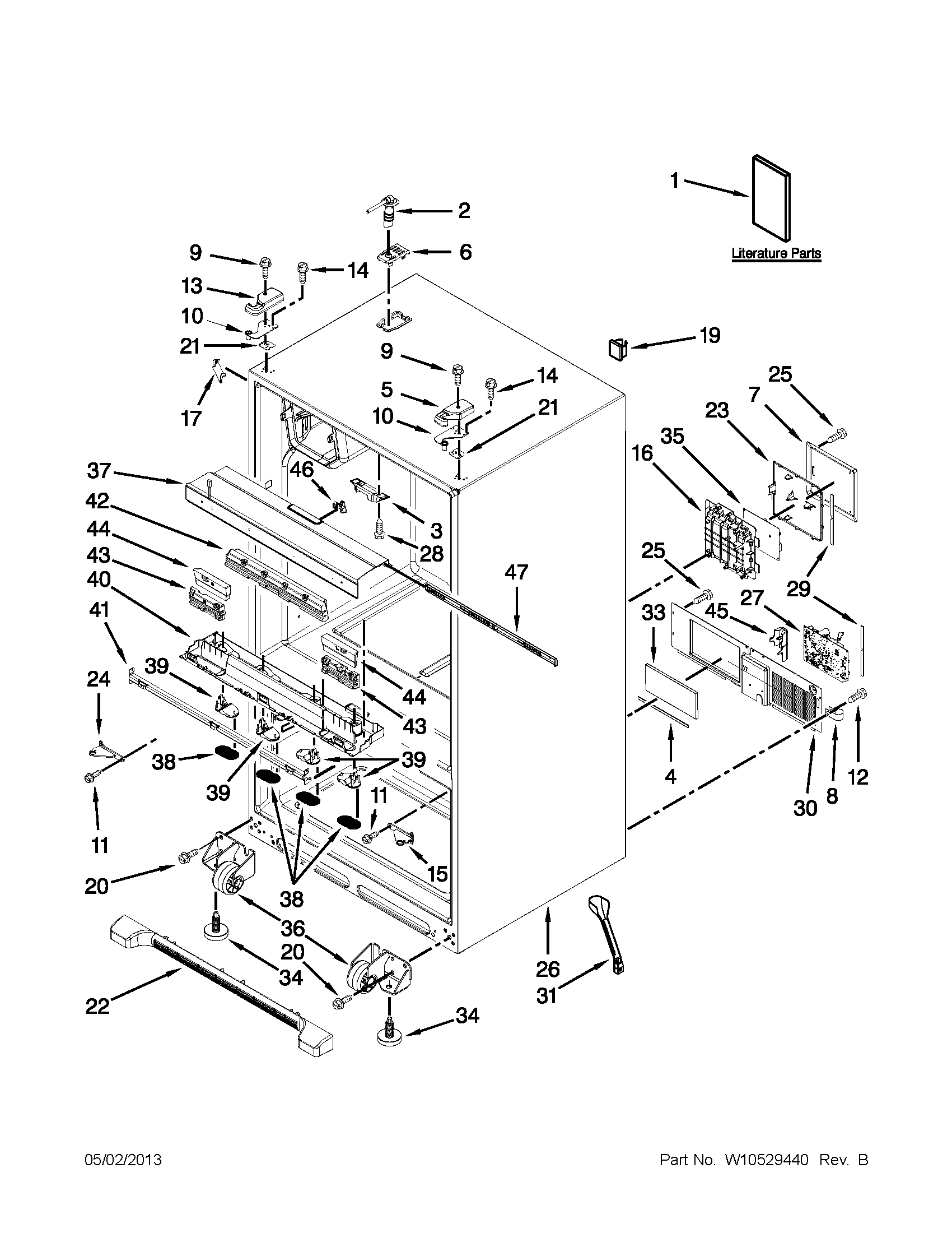 Jenn-Air JFX2597AEP2 cabinet parts diagram