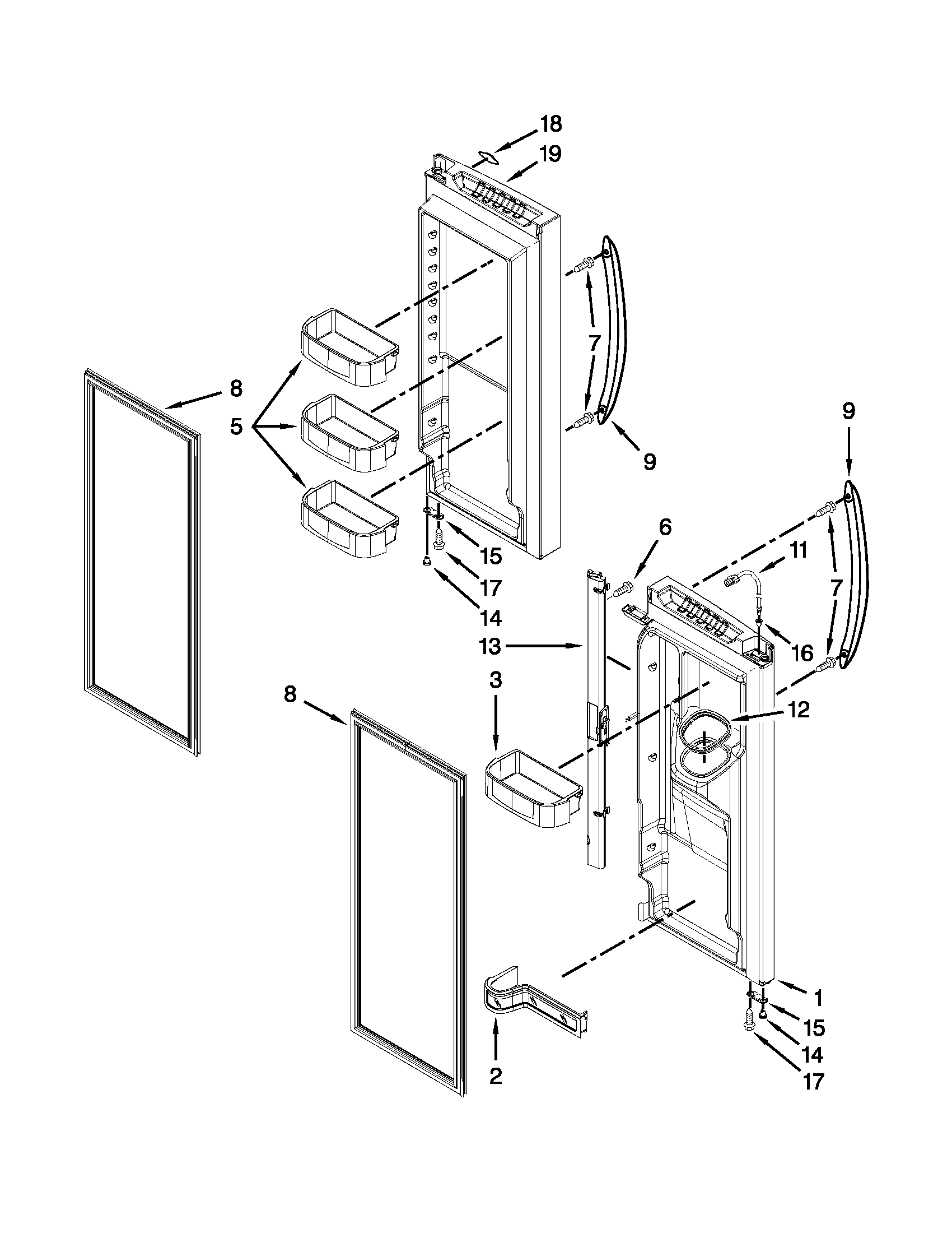 Jenn-Air JFX2597AEP2 refrigerator door parts diagram