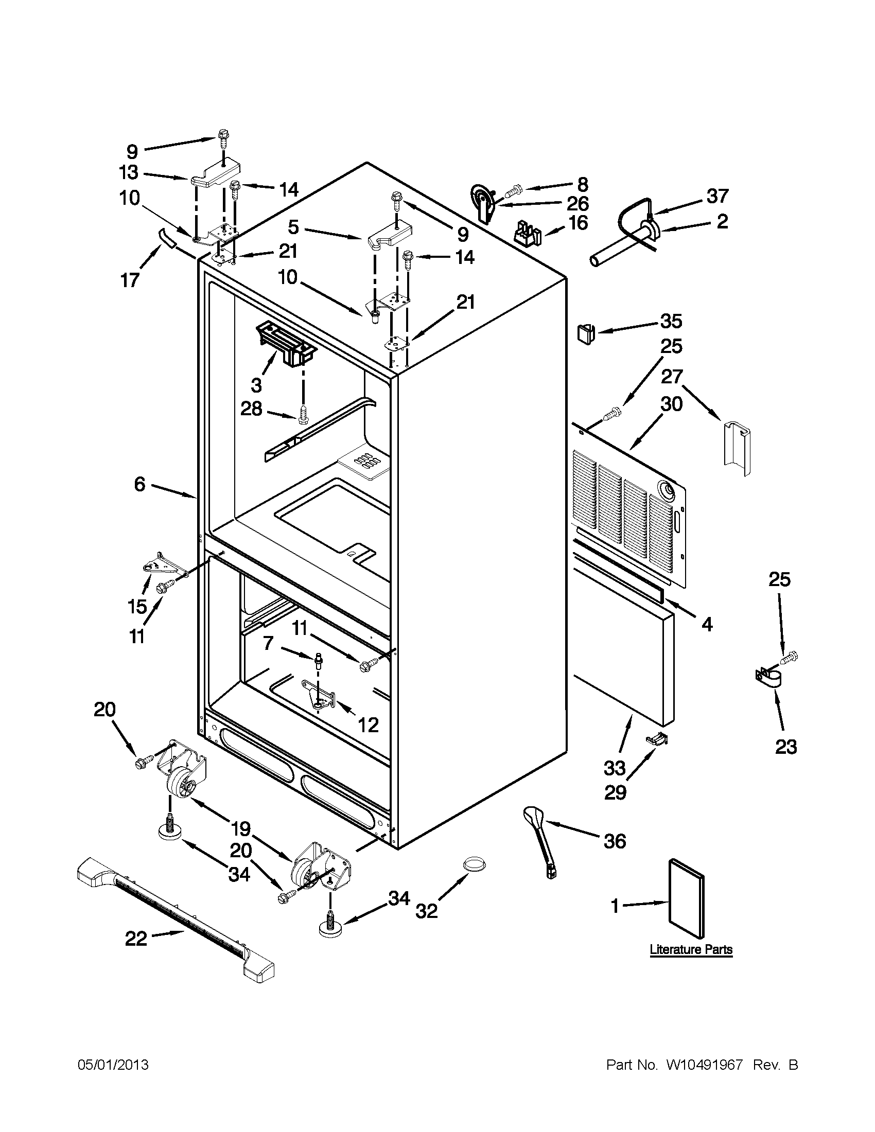 KitchenAid KBFS22EWMS5 cabinet parts diagram
