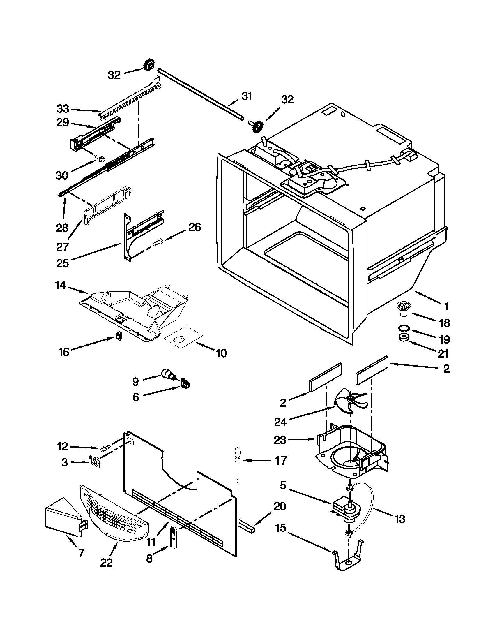 KitchenAid KBFS22EWMS5 freezer liner parts diagram