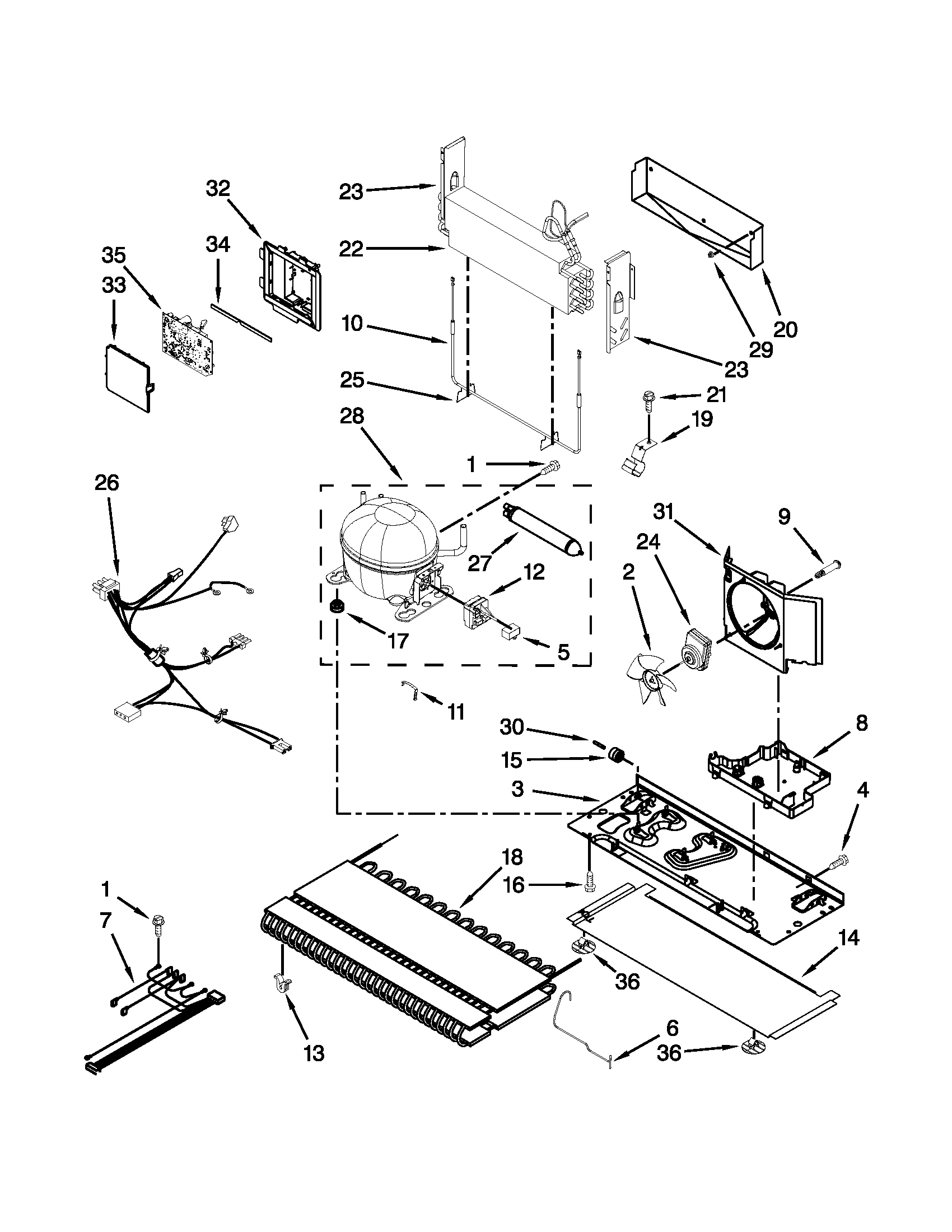 KitchenAid KBFS22EWMS5 unit parts diagram