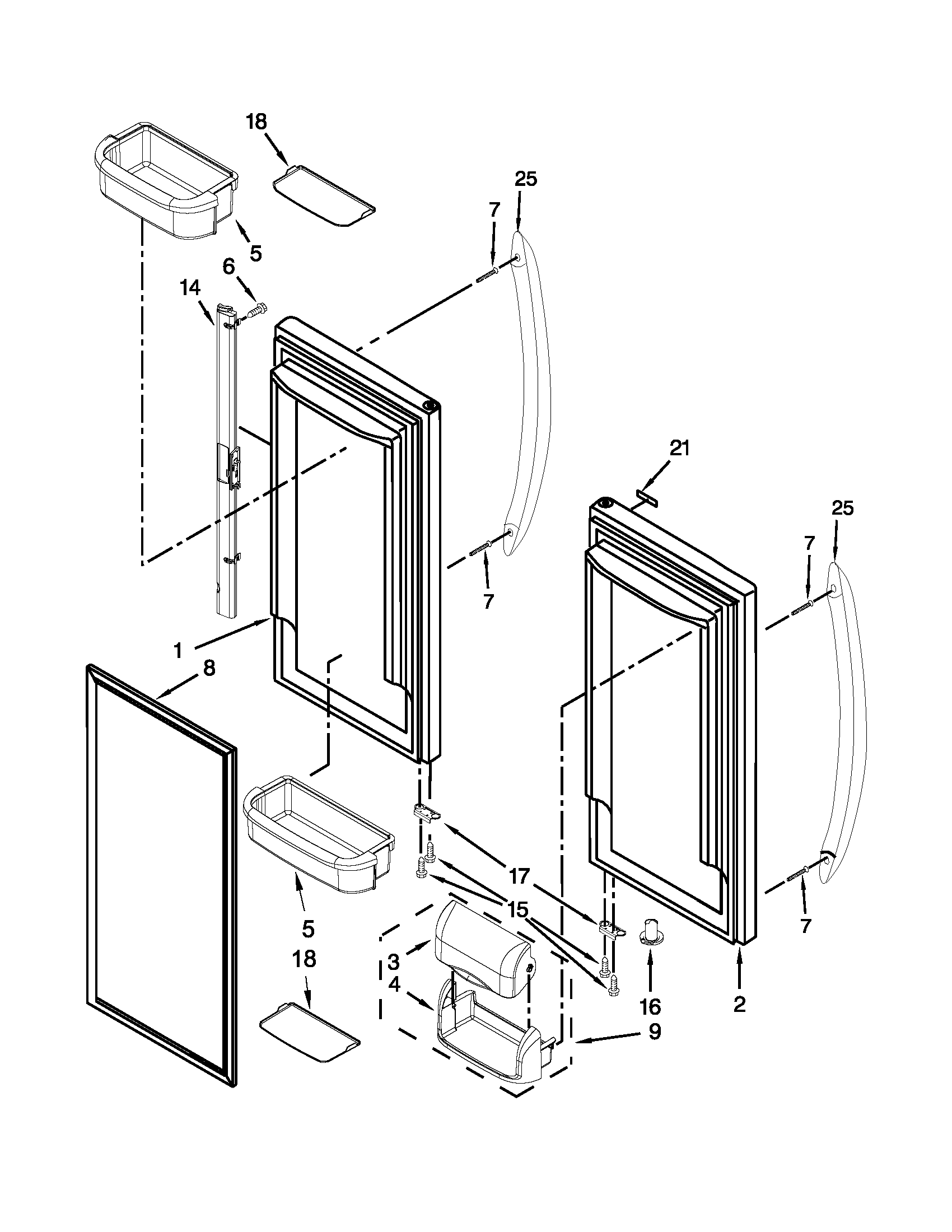 KitchenAid KBFS22EWMS7 refrigerator door parts diagram