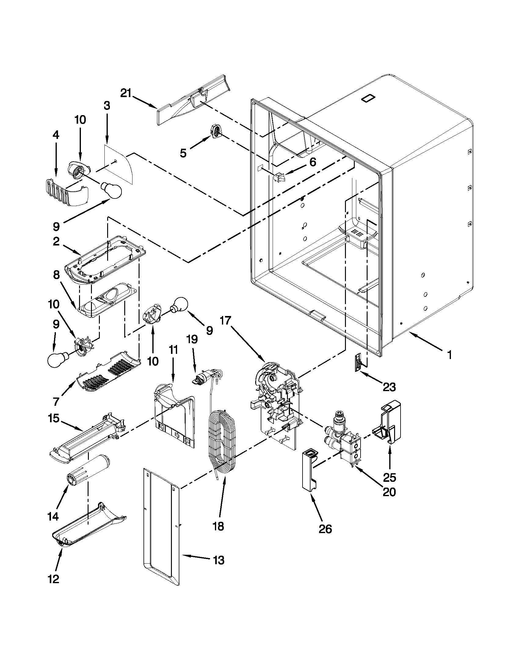 Jenn-Air JFI2089WES8 refrigerator liner parts diagram