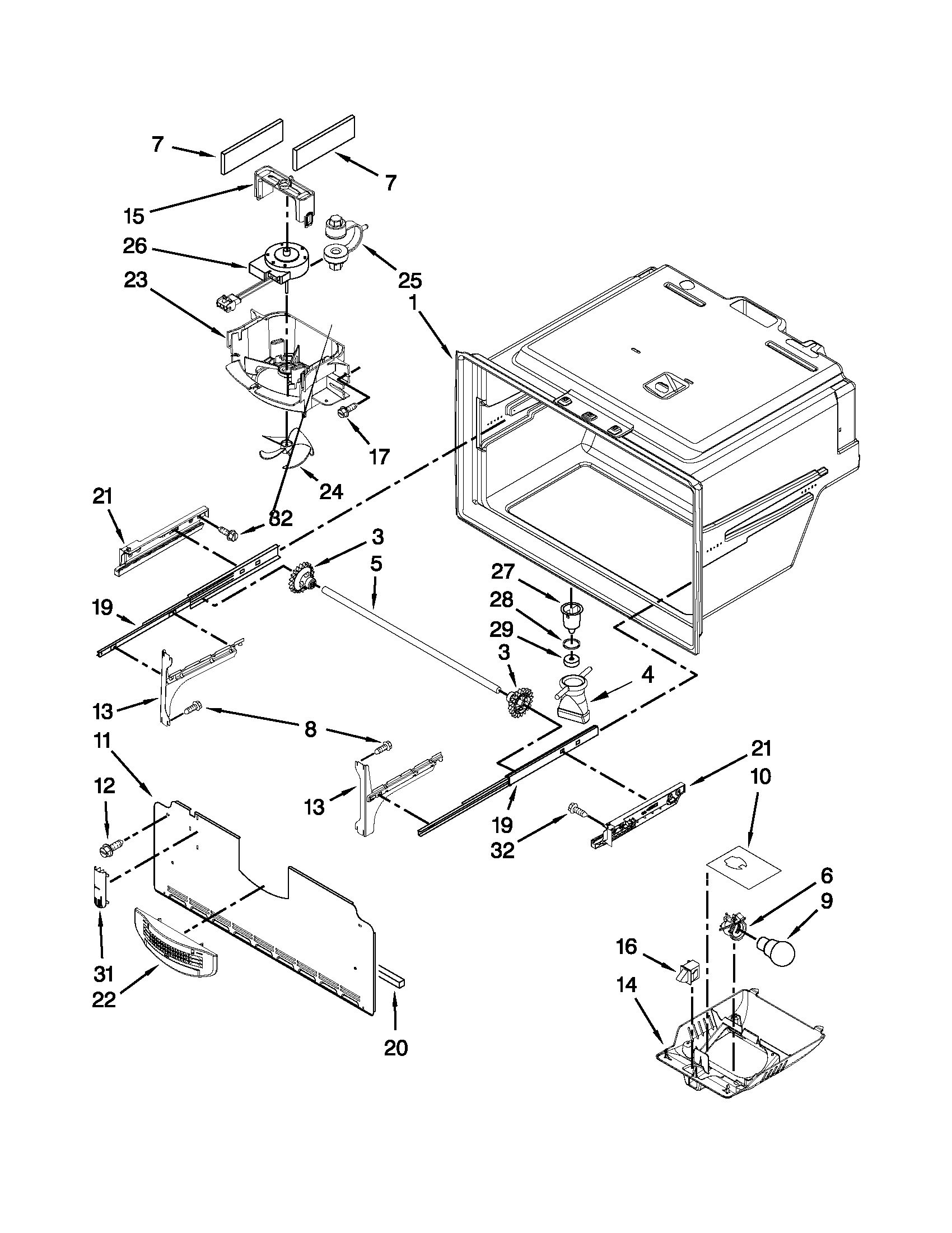 Jenn-Air JFI2089WES8 freezer liner parts diagram