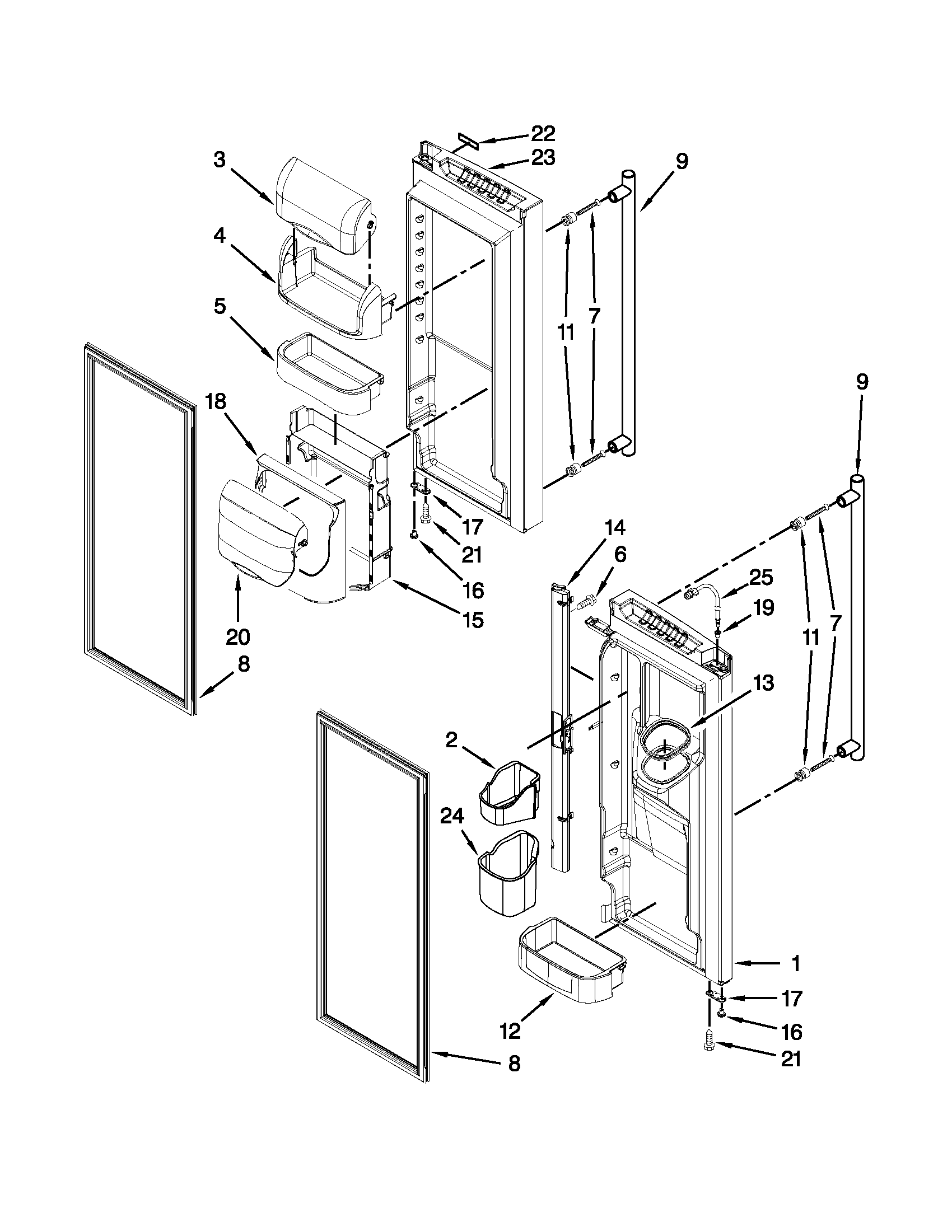 Jenn-Air JFI2089WES8 refrigerator door parts diagram