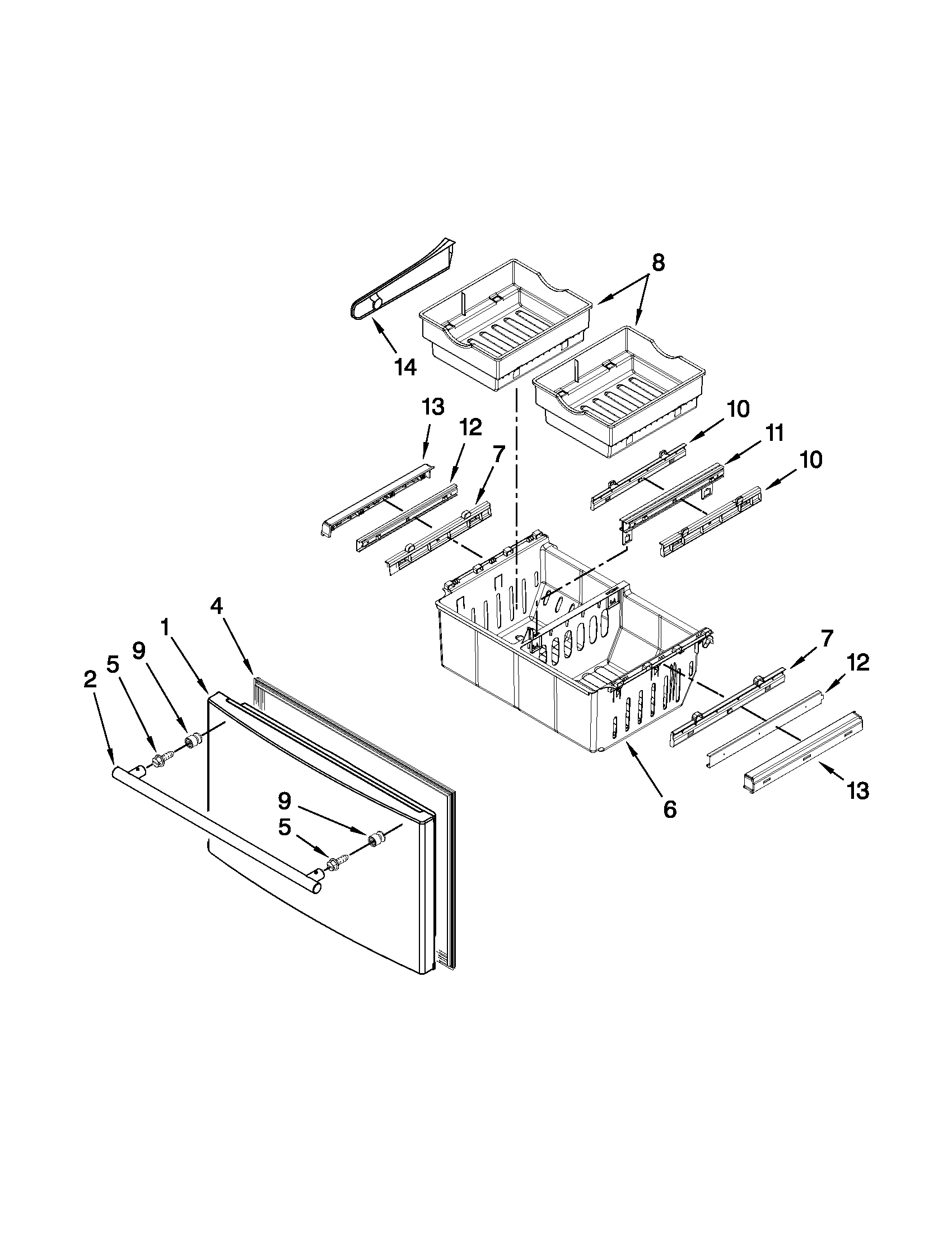 Jenn-Air JFI2089WES8 freezer door parts diagram