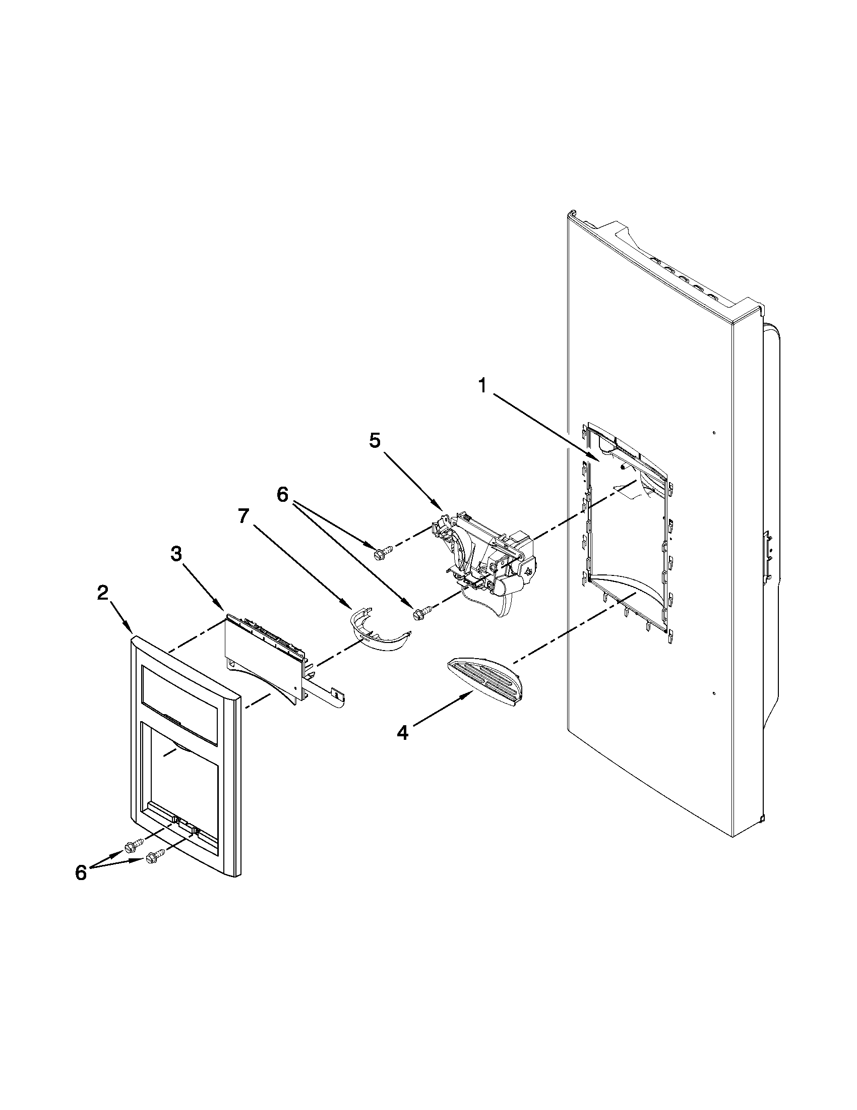 Jenn-Air JFI2089WES8 dispenser front parts diagram