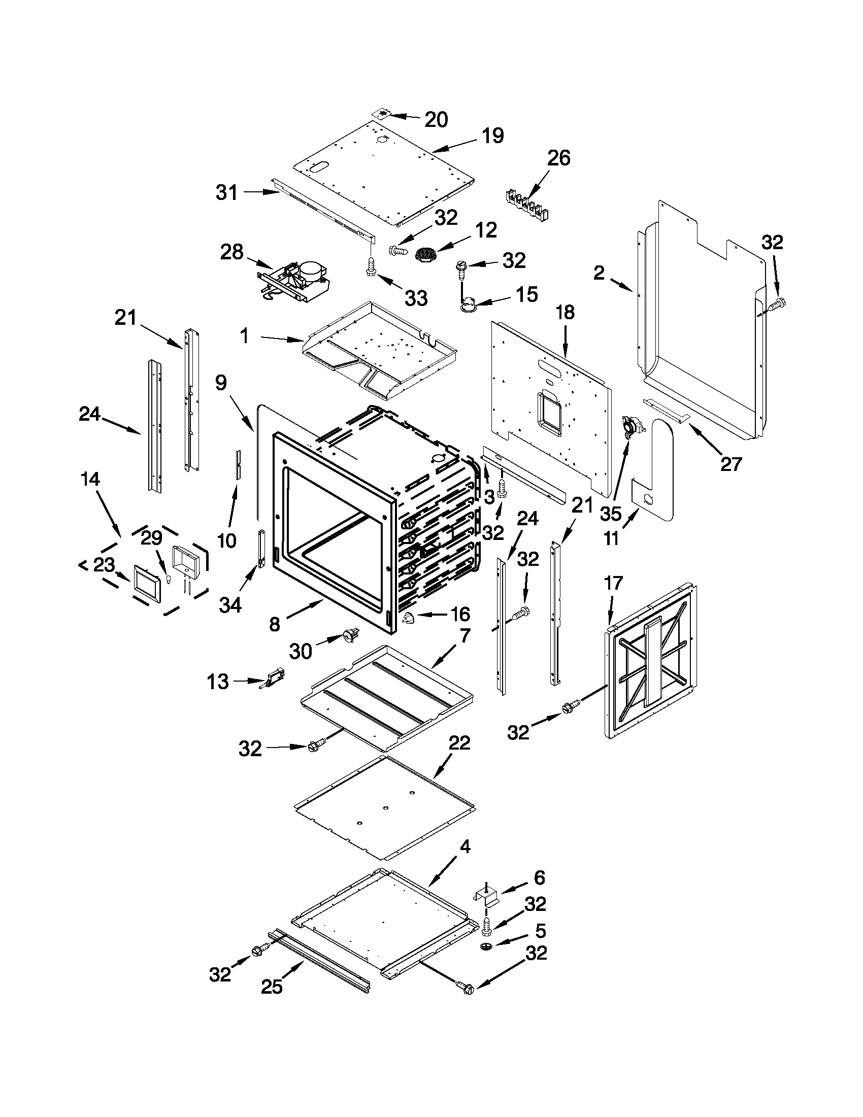 Jenn-Air JJW2330WS01 oven parts diagram
