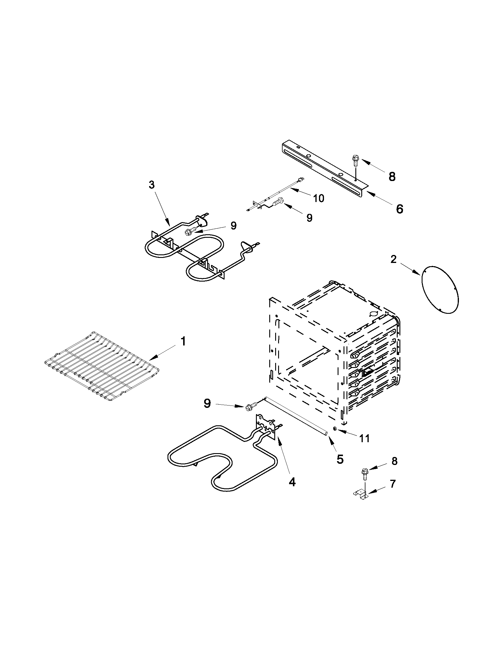 Jenn-Air JJW2330WS01 internal oven parts diagram
