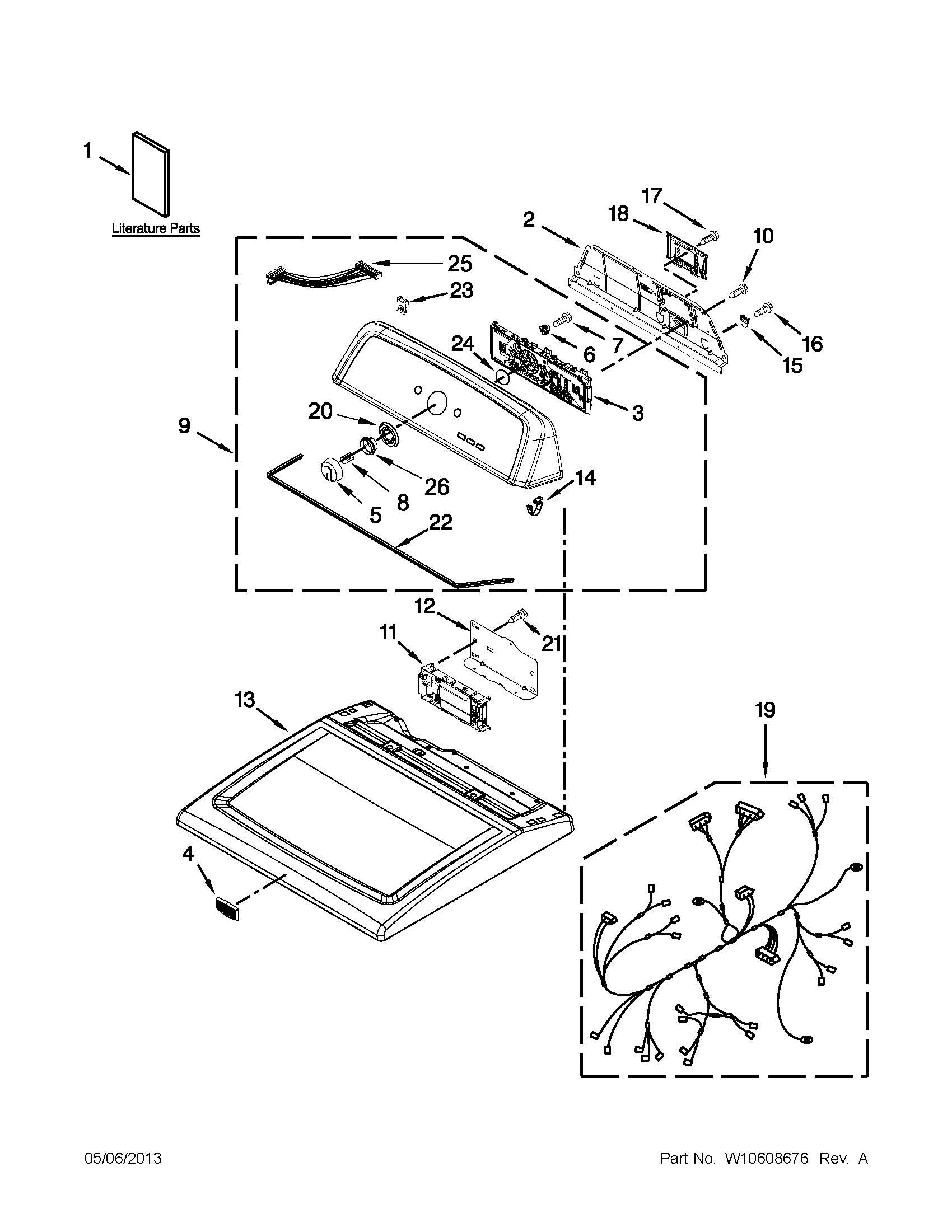 Maytag 4GMEDX500YW2 top and console parts diagram