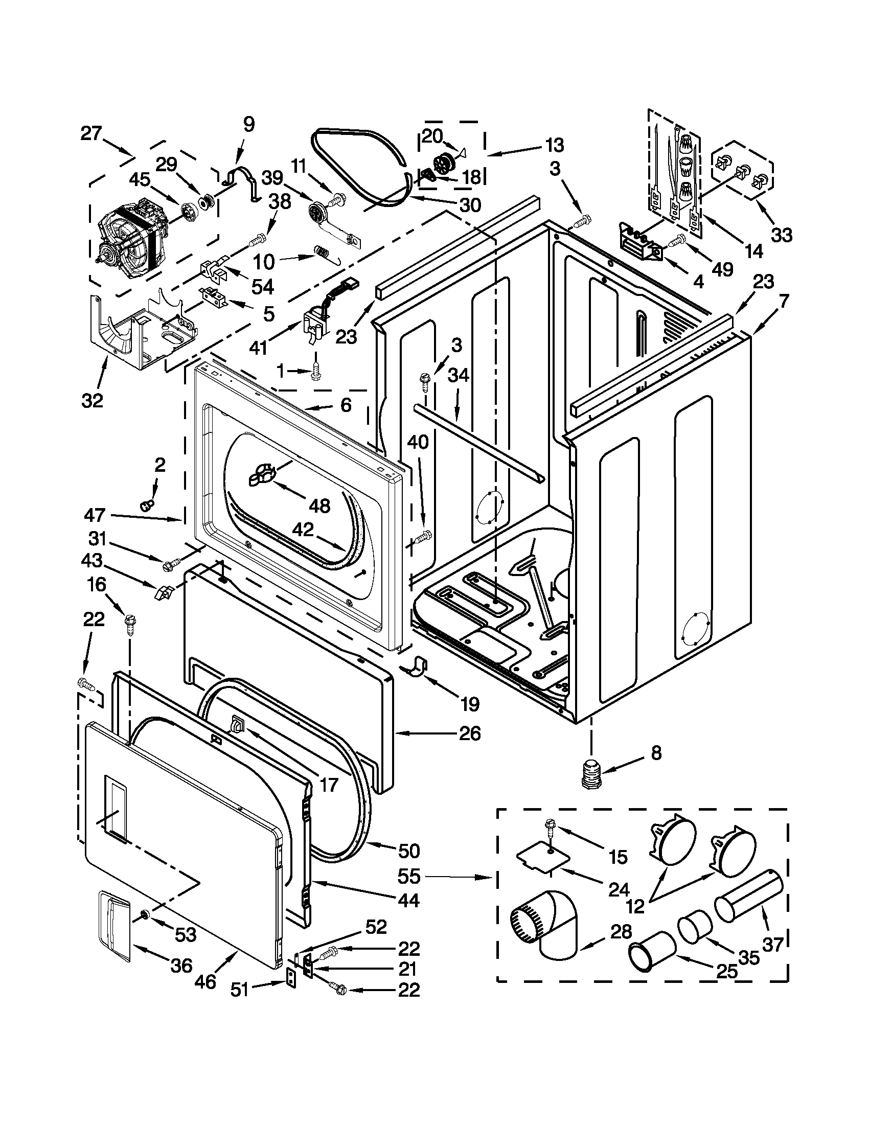 Maytag 4GMEDX500YW2 cabinet parts diagram