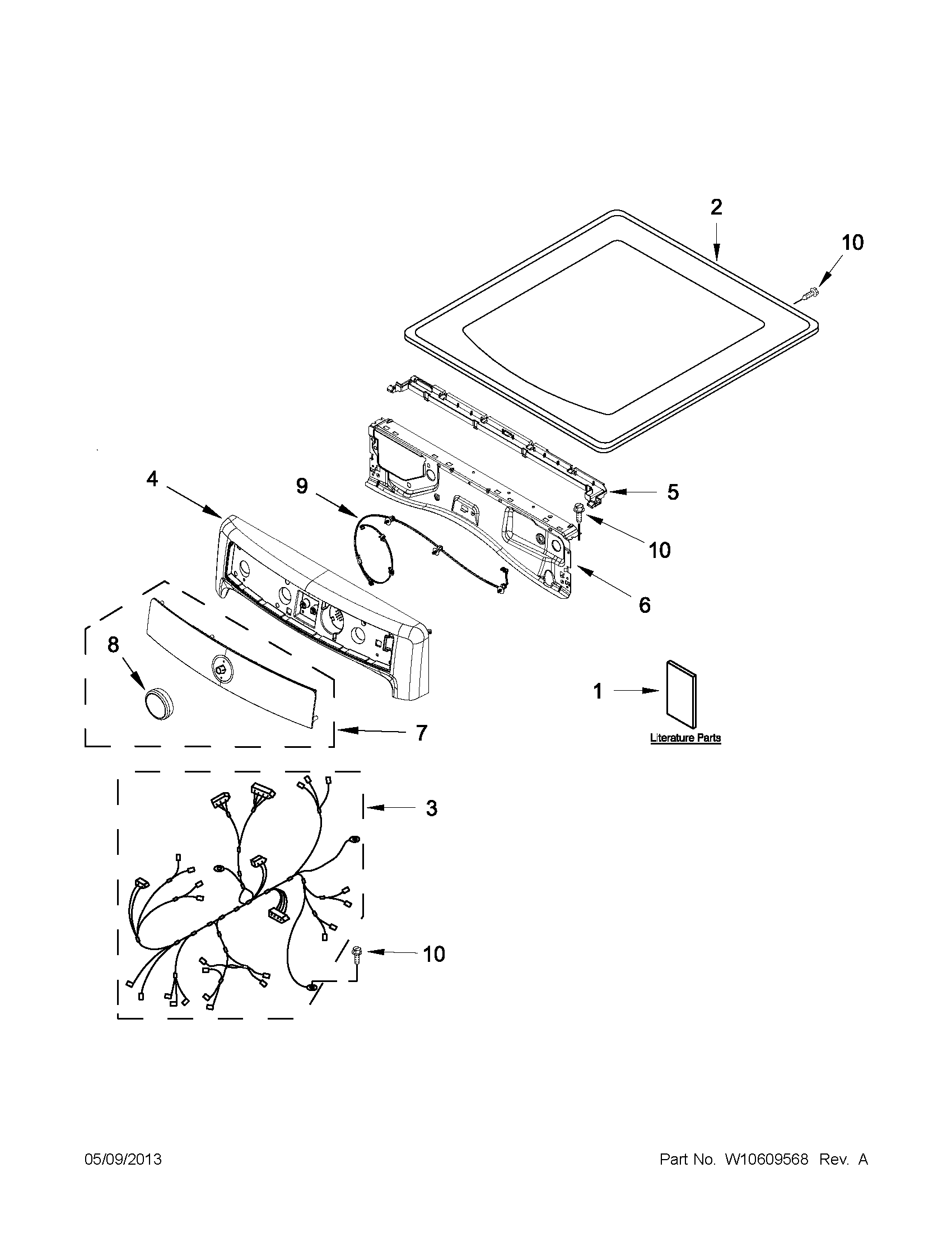 Maytag YMED4200BG0 top and console parts diagram