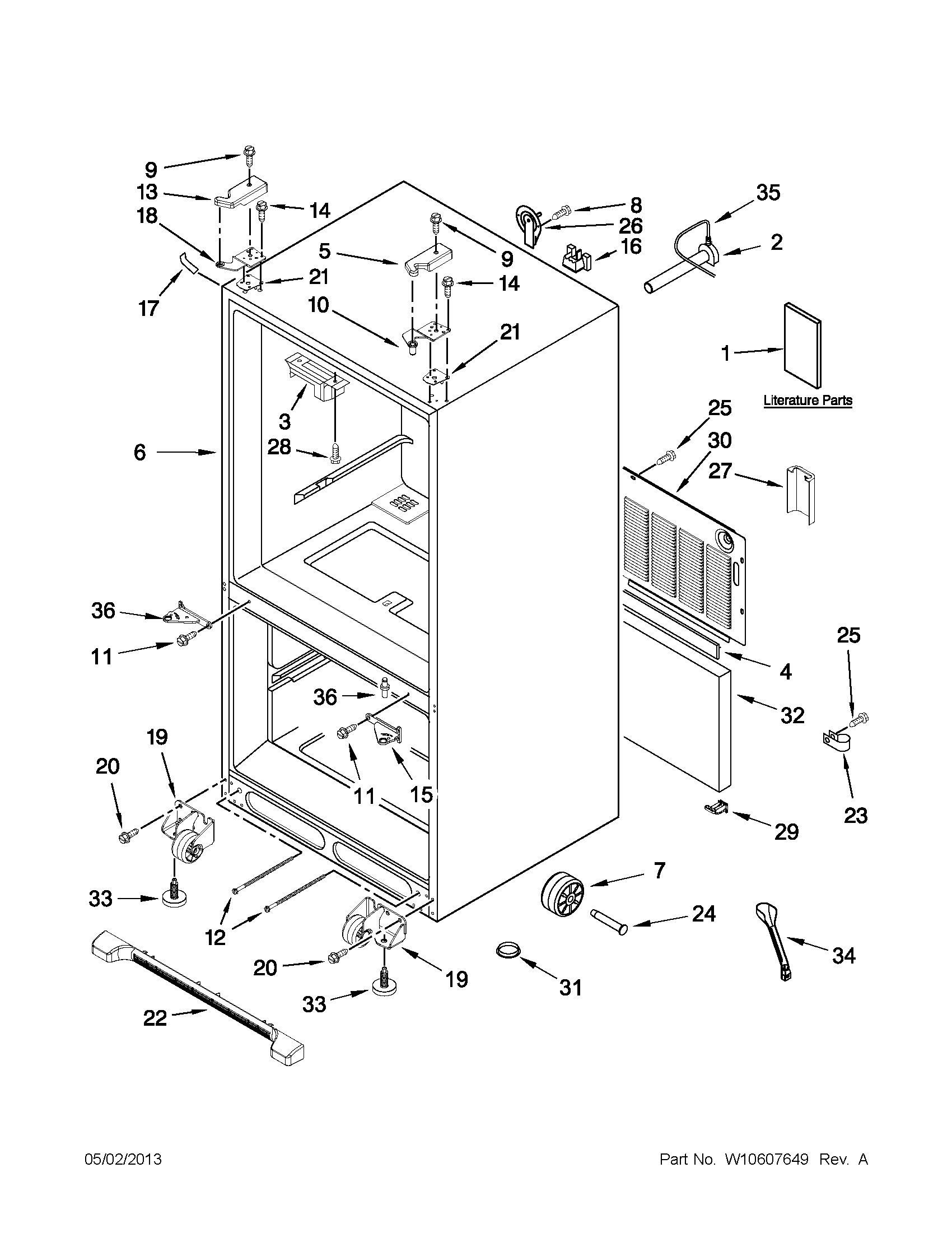 KitchenAid 5KRFX9000M00 cabinet parts diagram